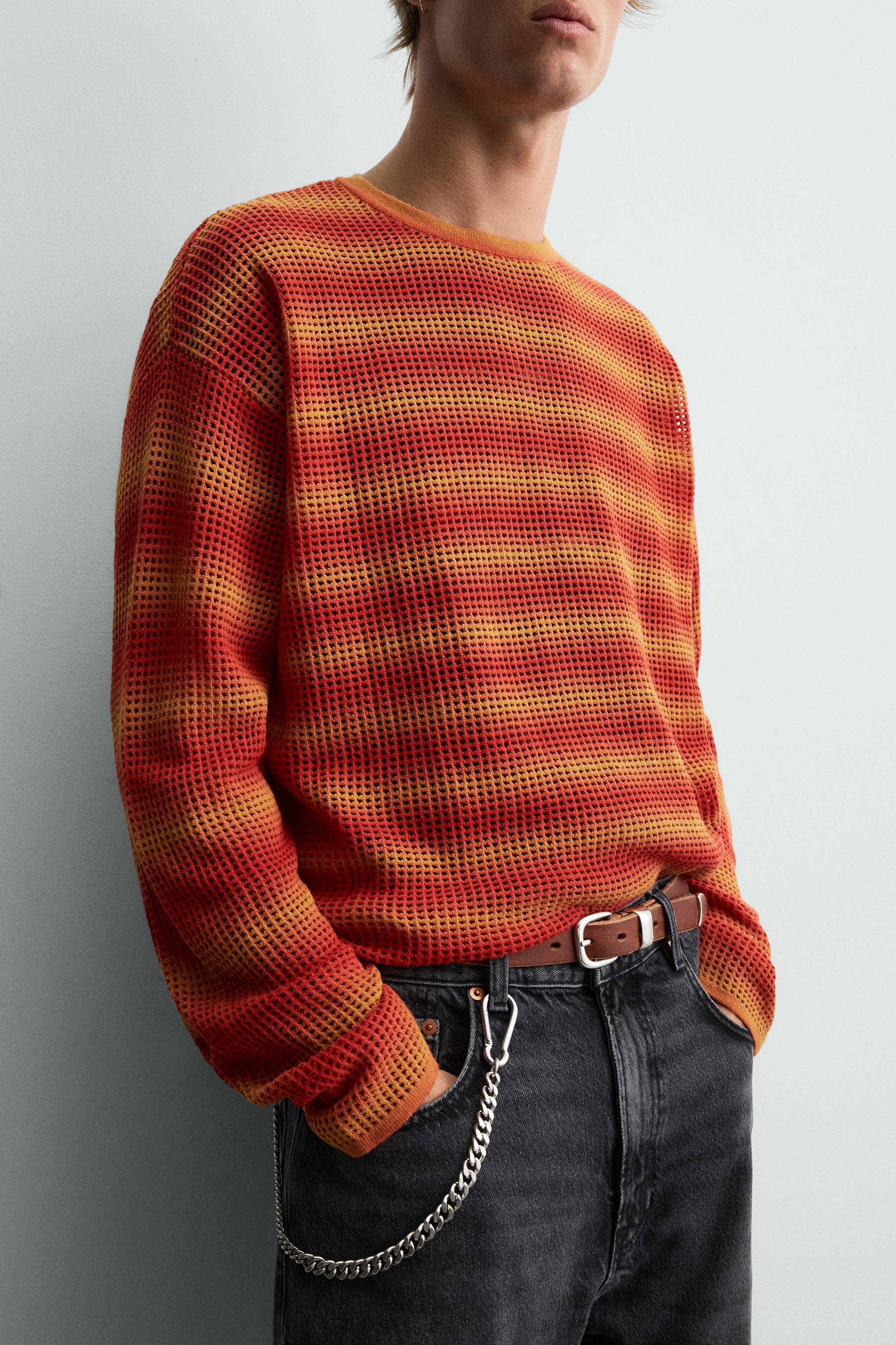 OPENWORK STRIPED SWEATER