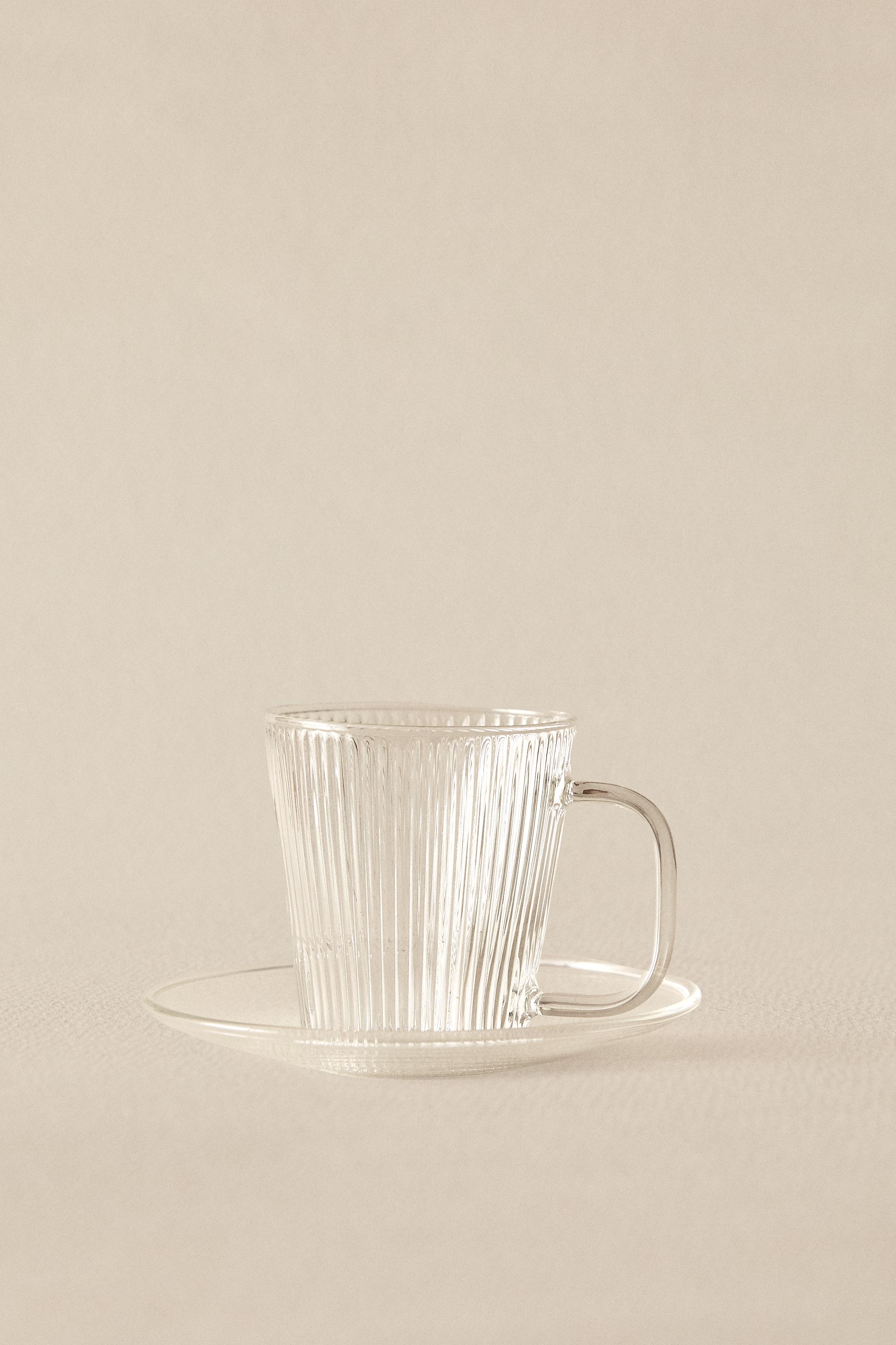 BOROSILICATE GLASS COFFEE CUP AND SAUCER