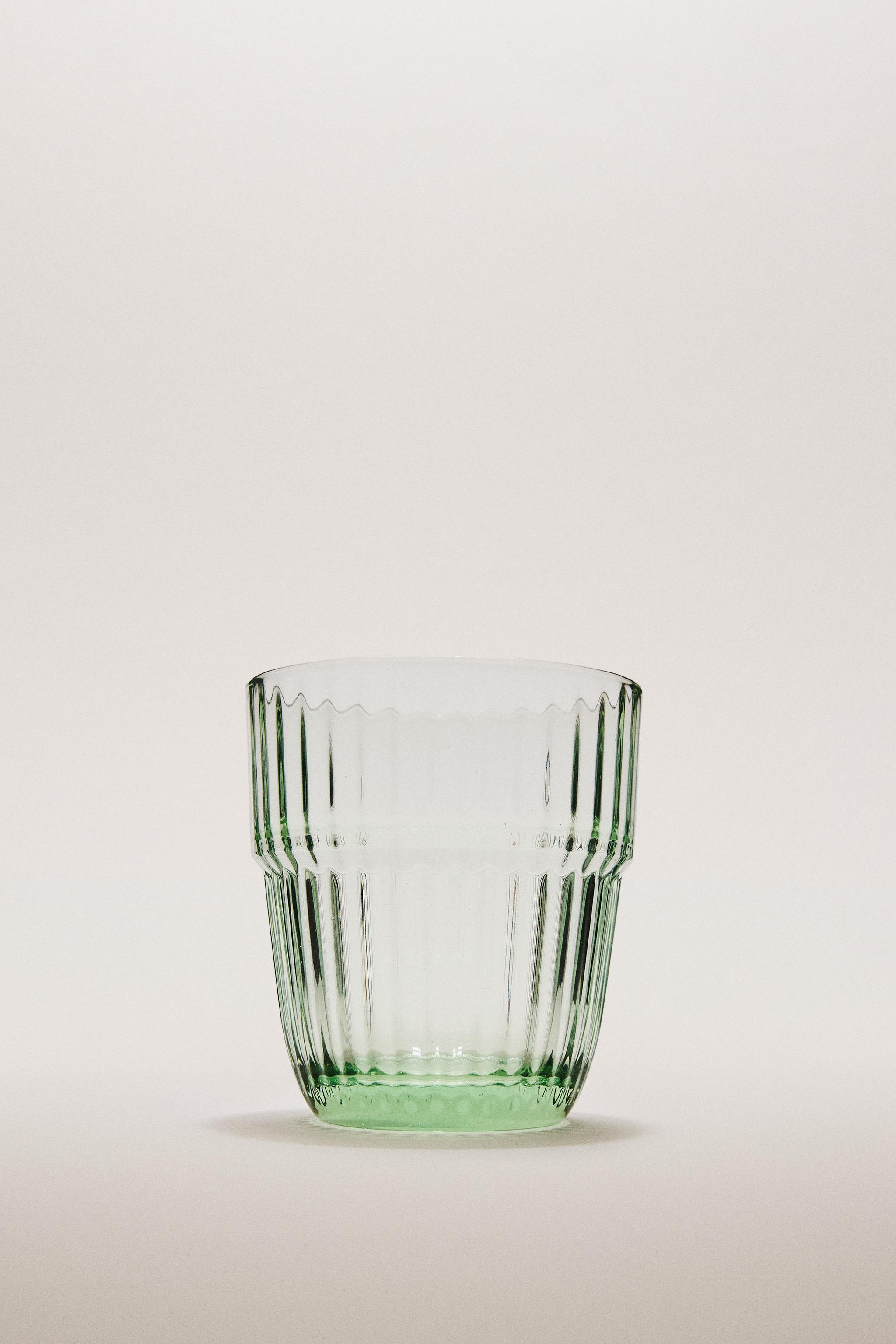 COLORED STRIPED GLASS TUMBLER