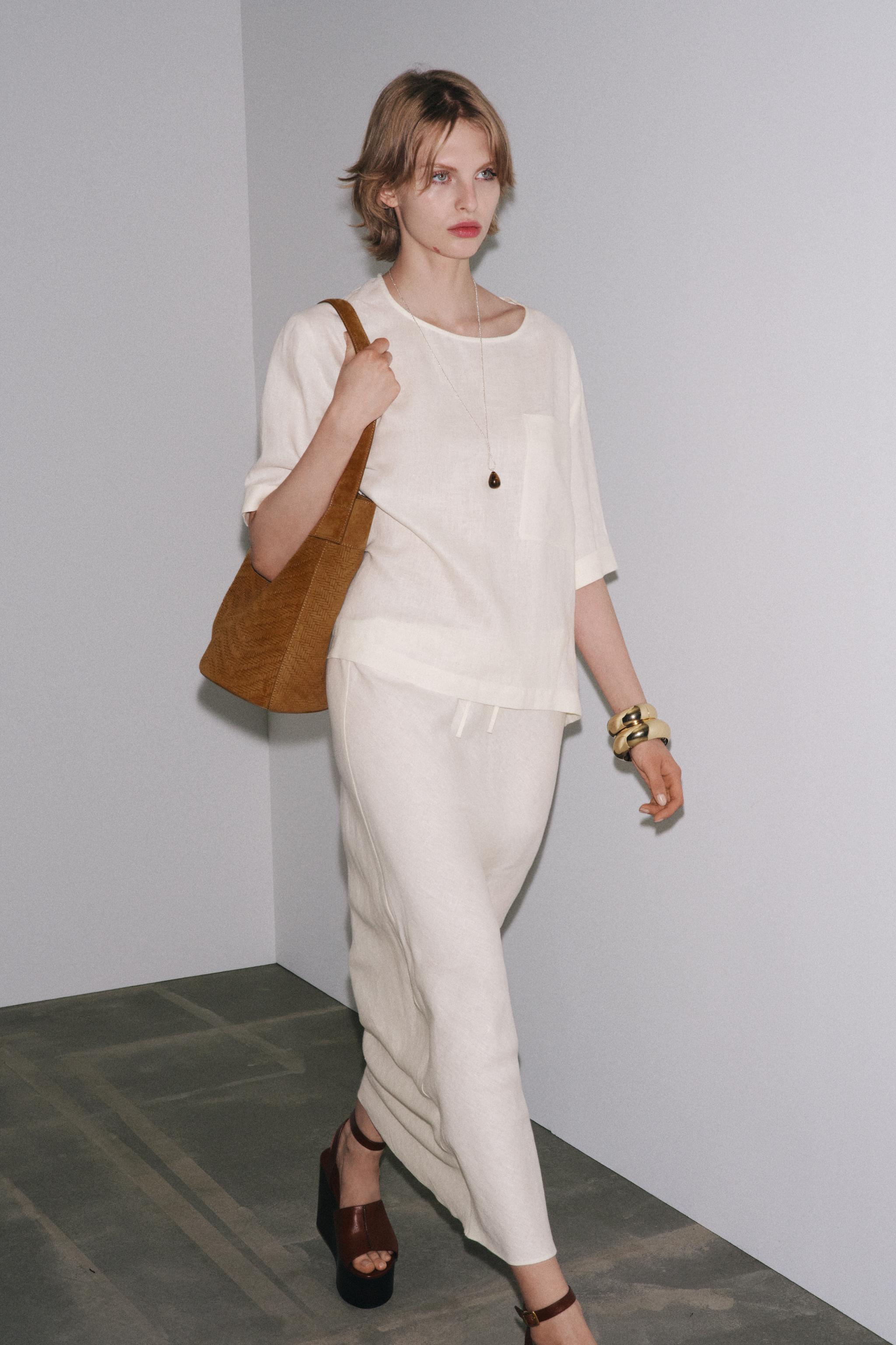 ZW COLLECTION LINEN SHORT SLEEVE TOP