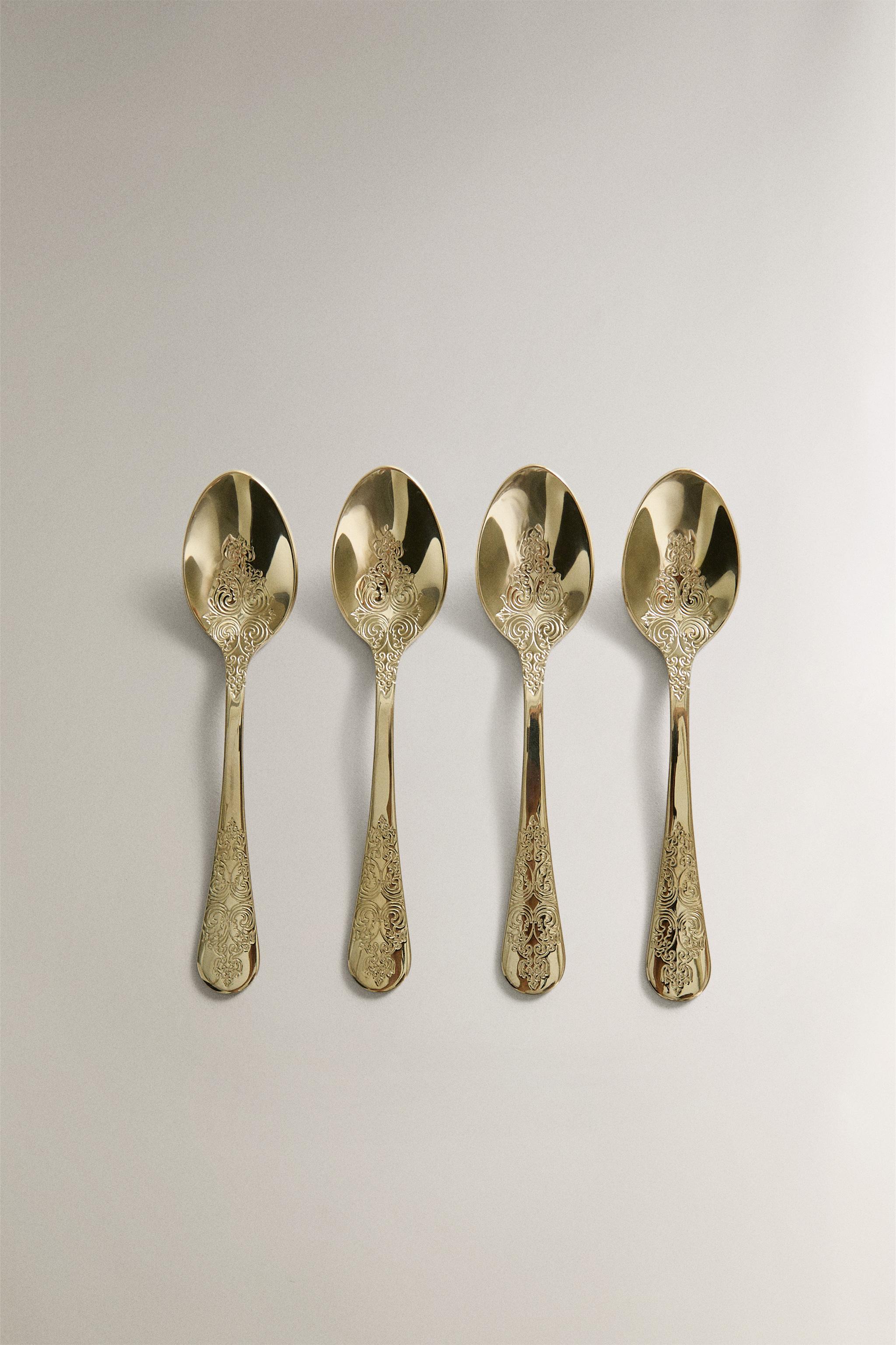 SET OF ENGRAVED DESSERT SPOONS (SET OF 4)