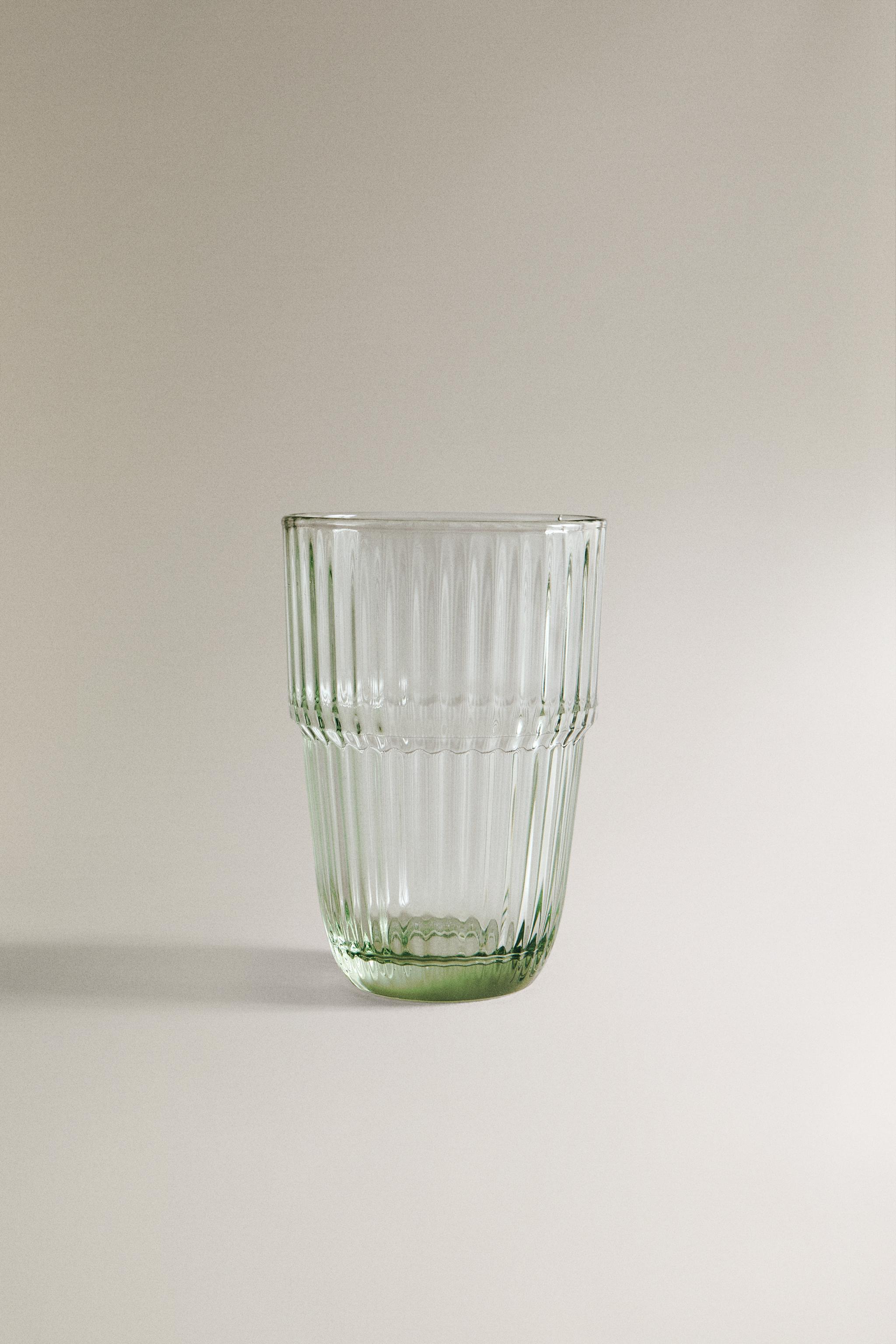 COLORED STRIPED GLASS TUMBLER