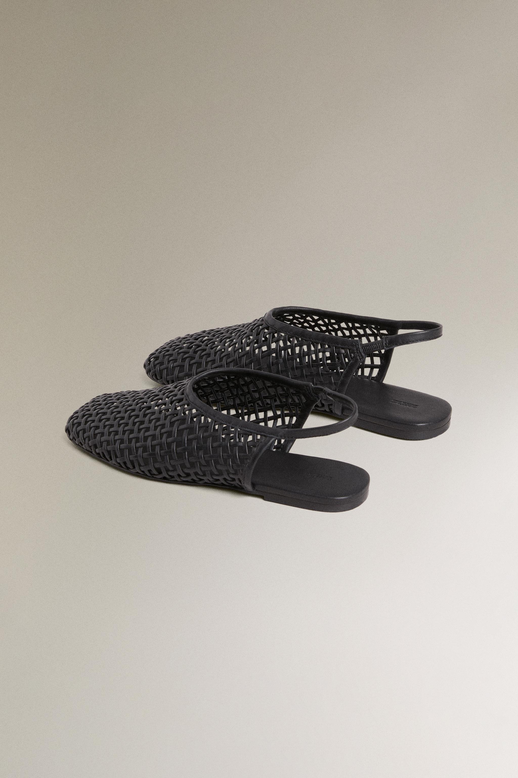 BRAIDED LEATHER SLINGBACK BALLET FLATS