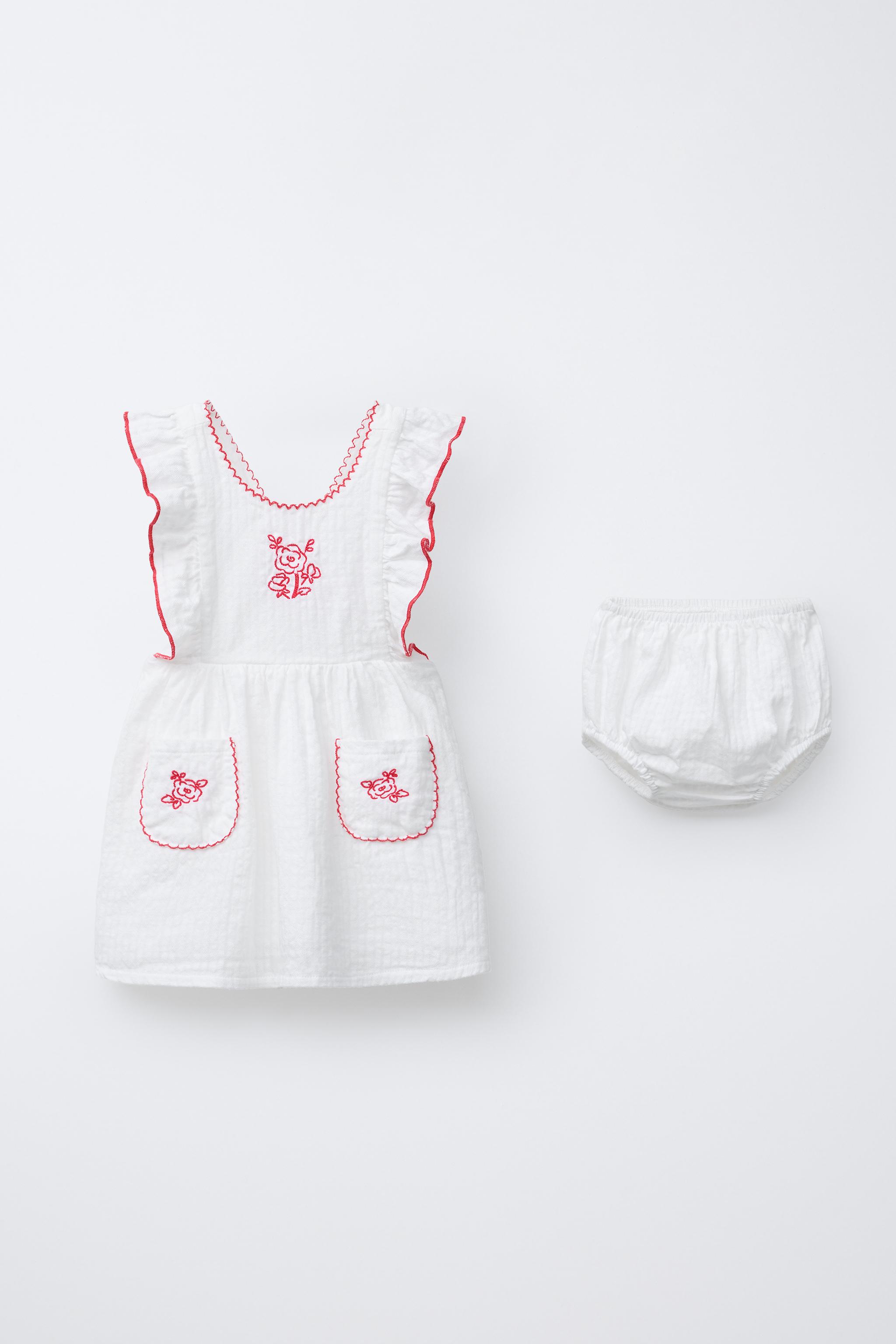 RUSTIC EMBROIDERED FLORAL DRESS AND PANTIES