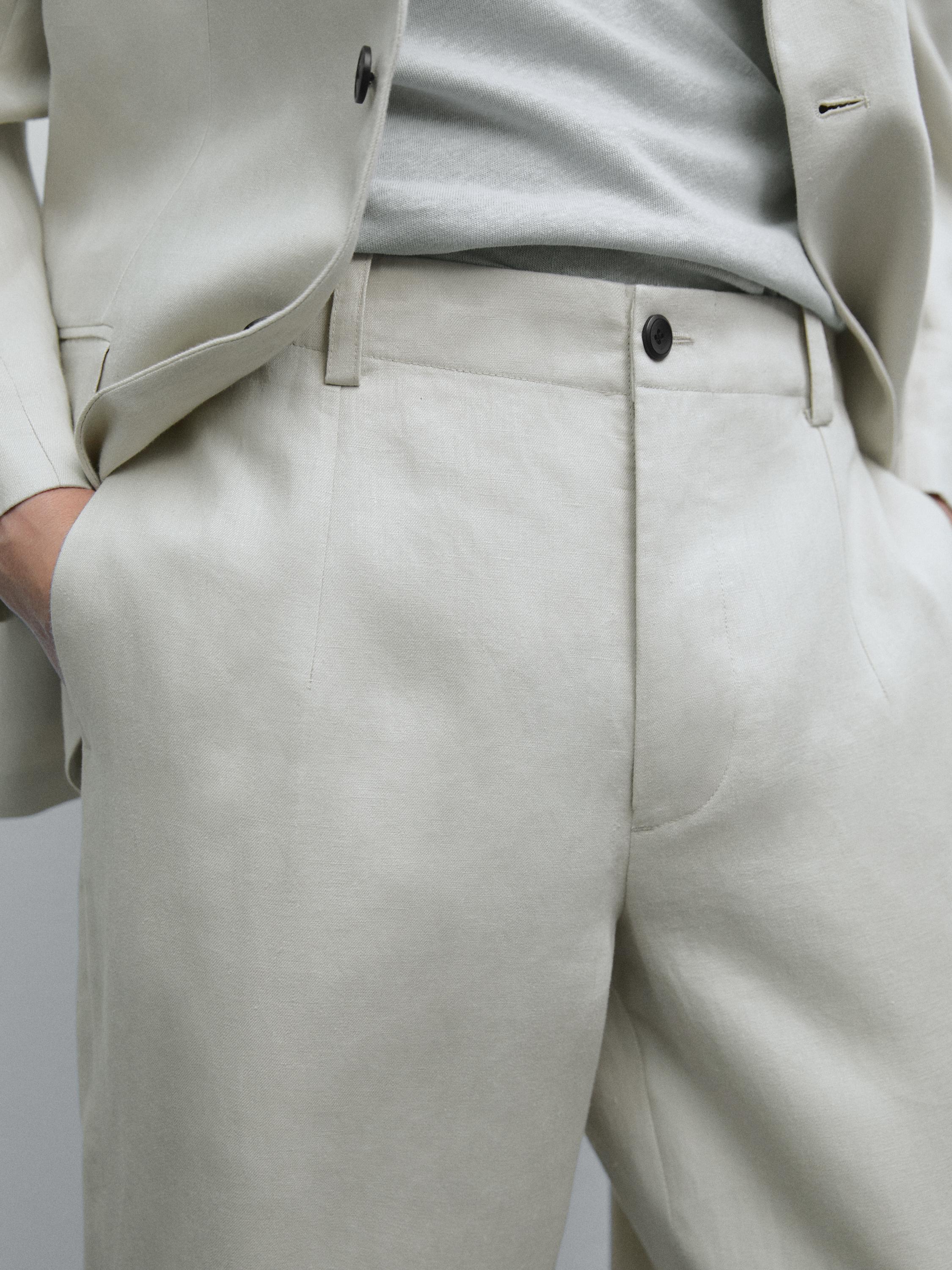 100% linen suit trousers
