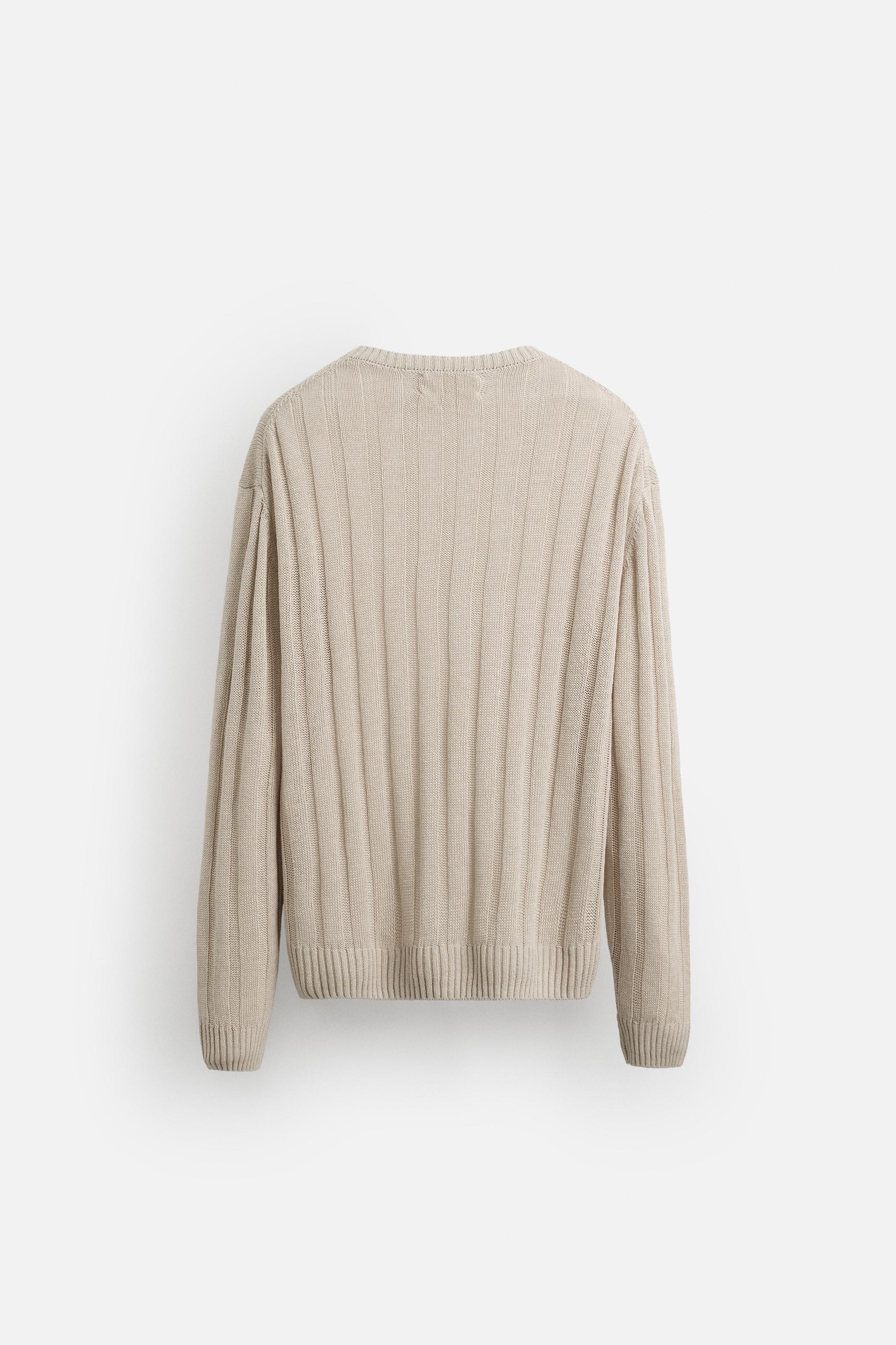 100% LINEN RIBBED SWEATER