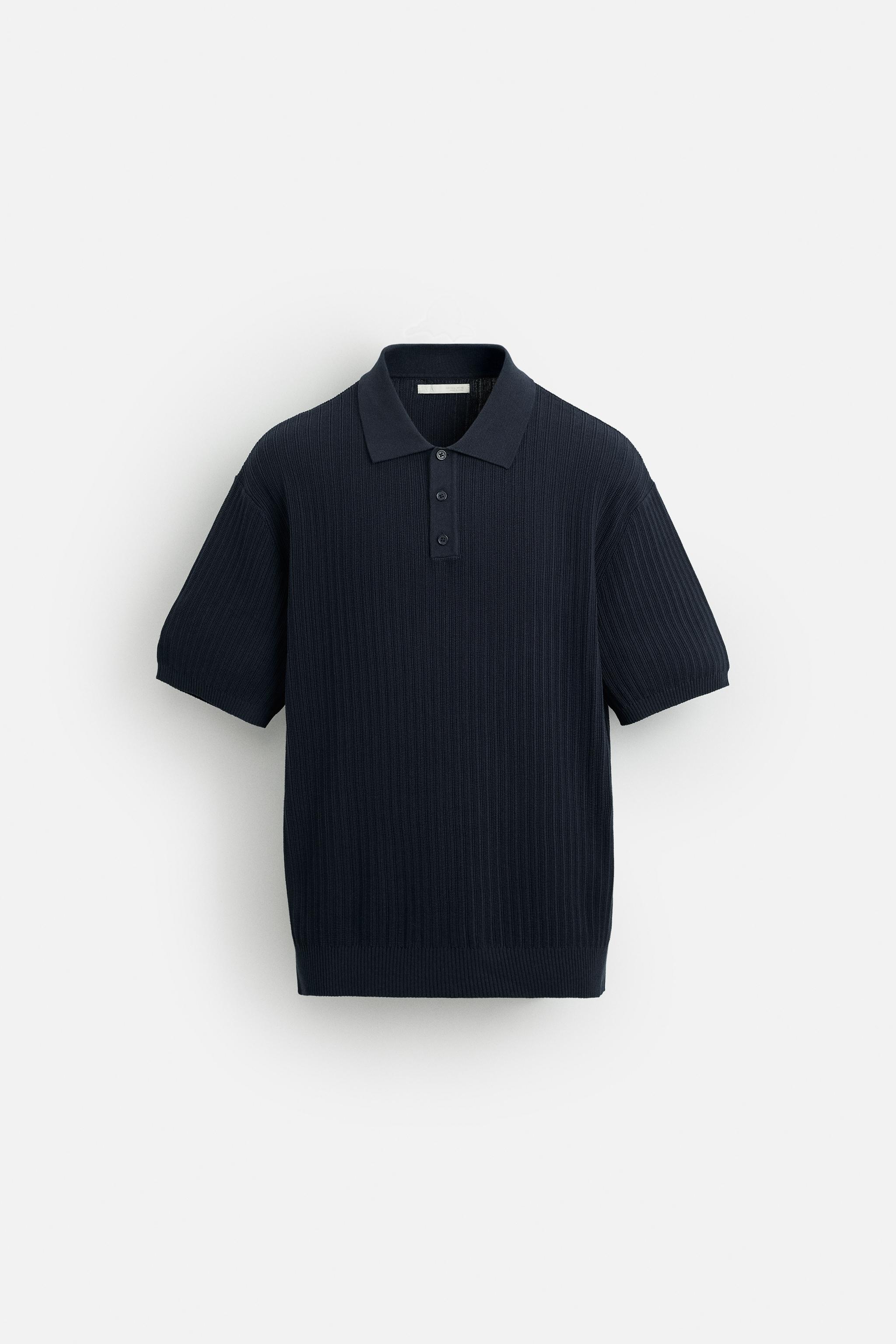 VERTICAL TEXTURED KNIT POLO SHIRT