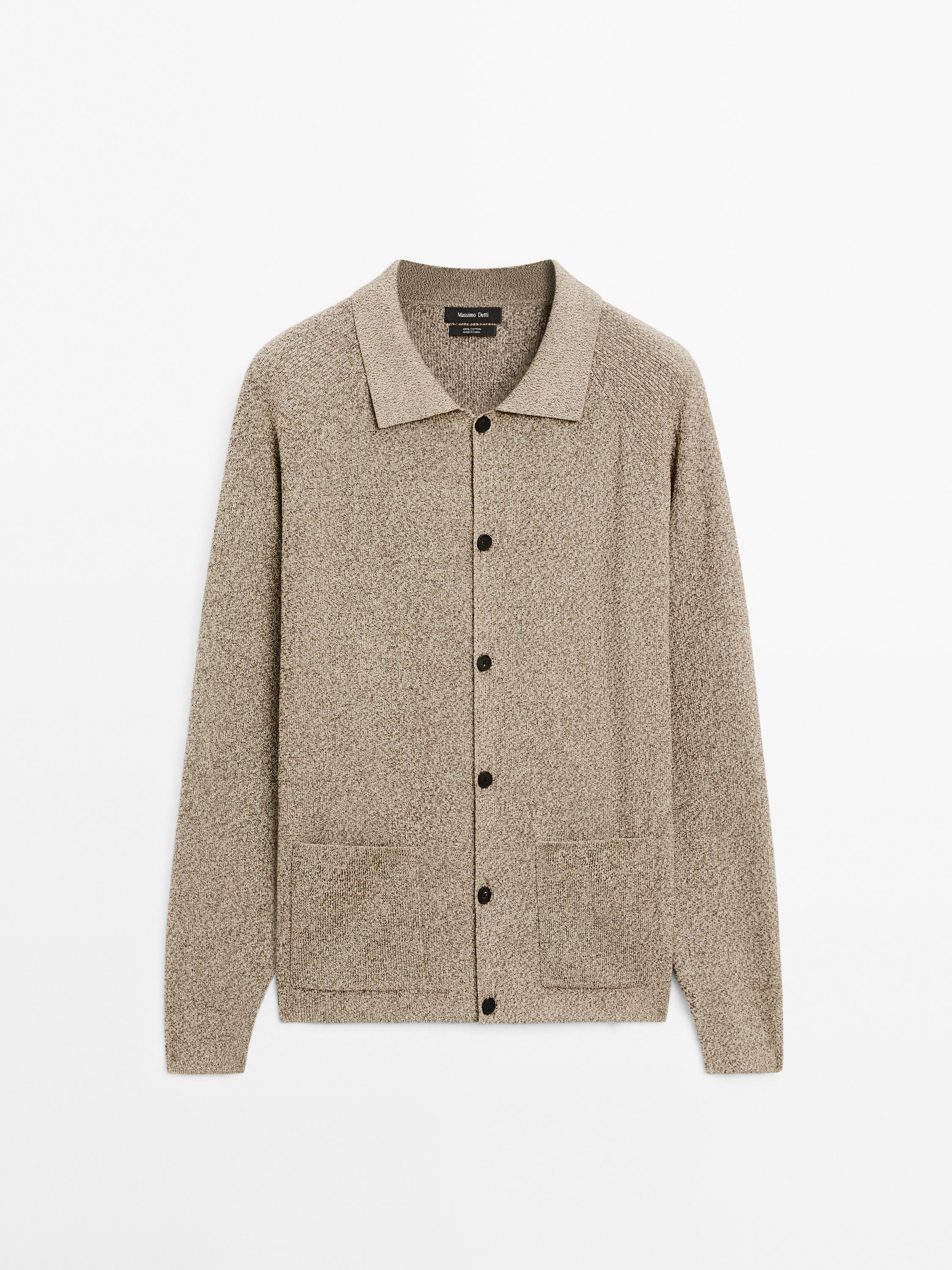 100% cotton mouliné knit cardigan