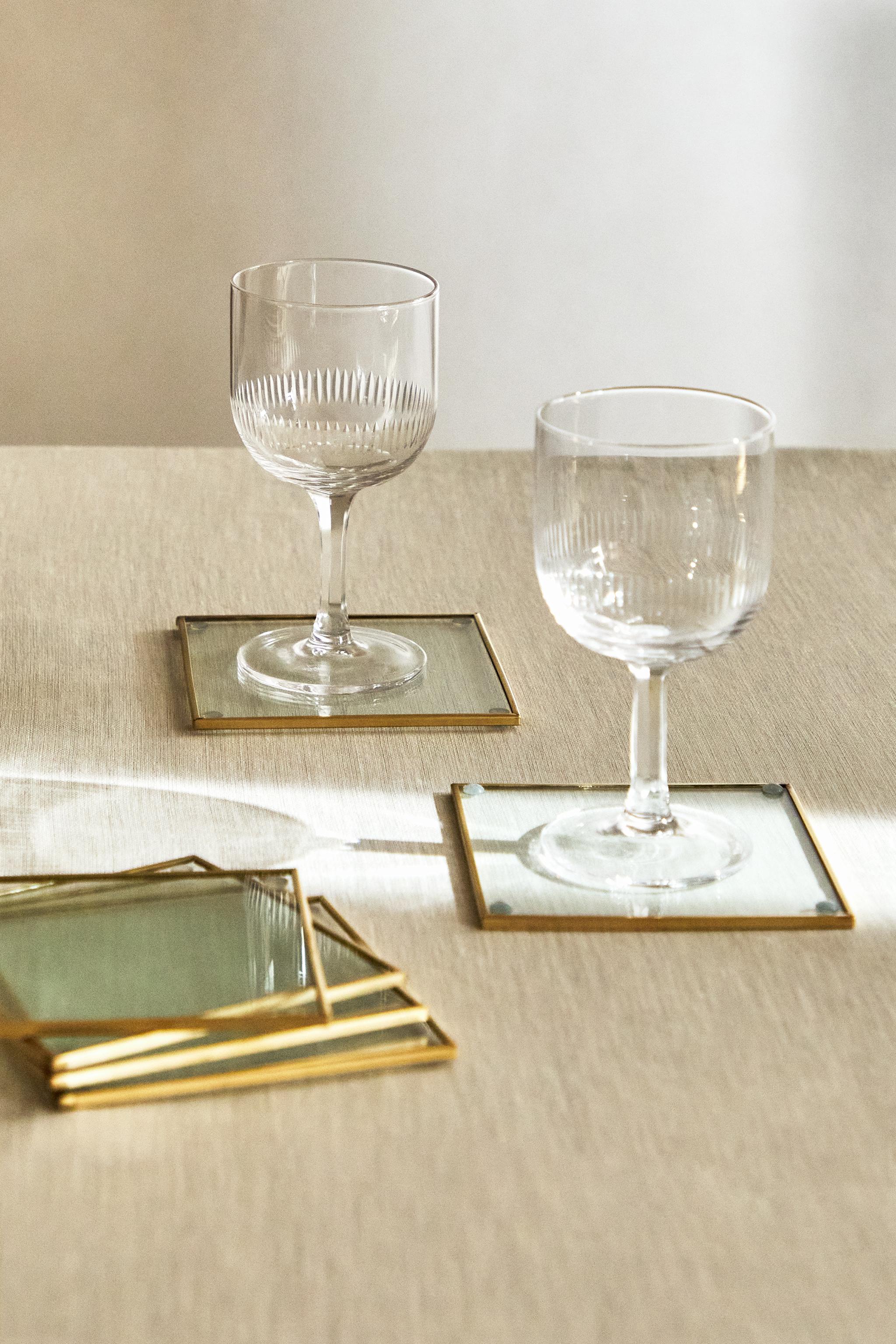 SET OF METAL AND GLASS COASTERS (SET OF 6)
