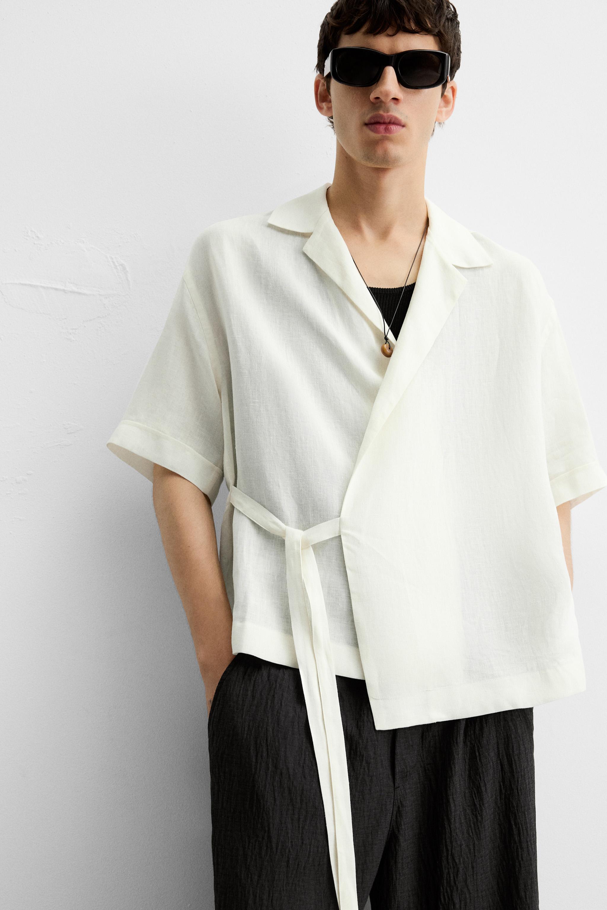 100% LINEN TIE SHIRT