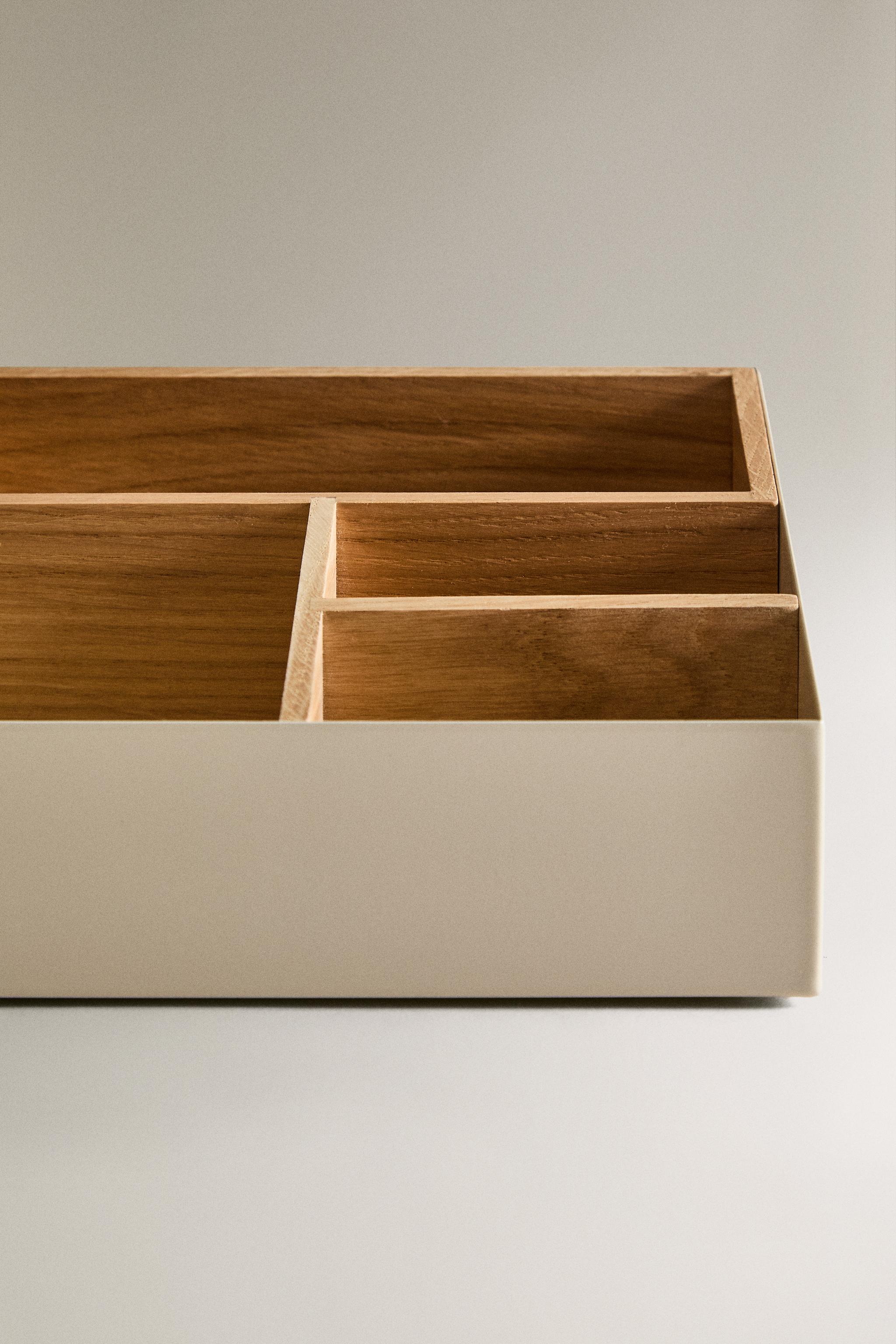 WOOD AND METAL ORGANIZER BOX