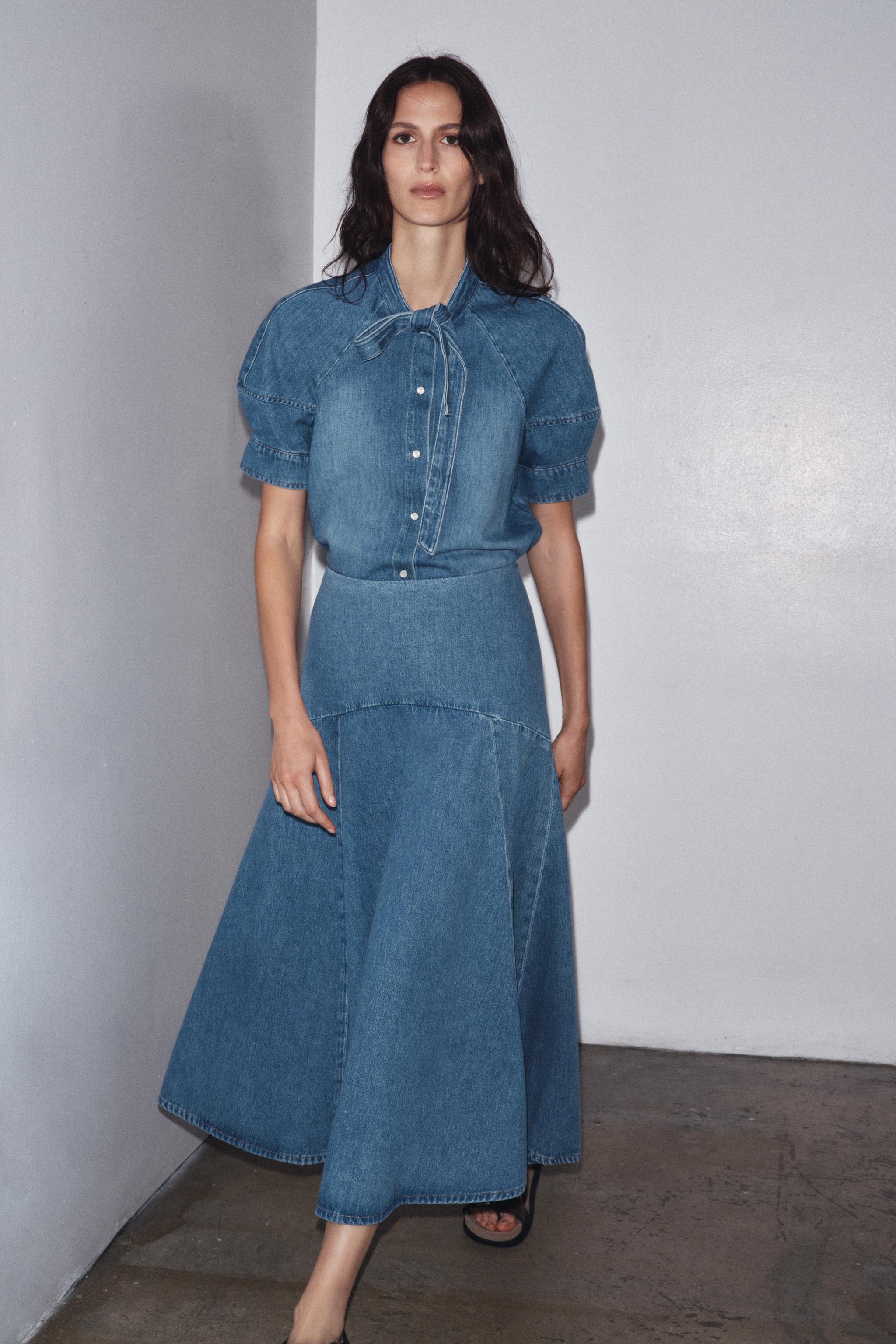 ZW COLLECTION DENIM MIDI SKIRT