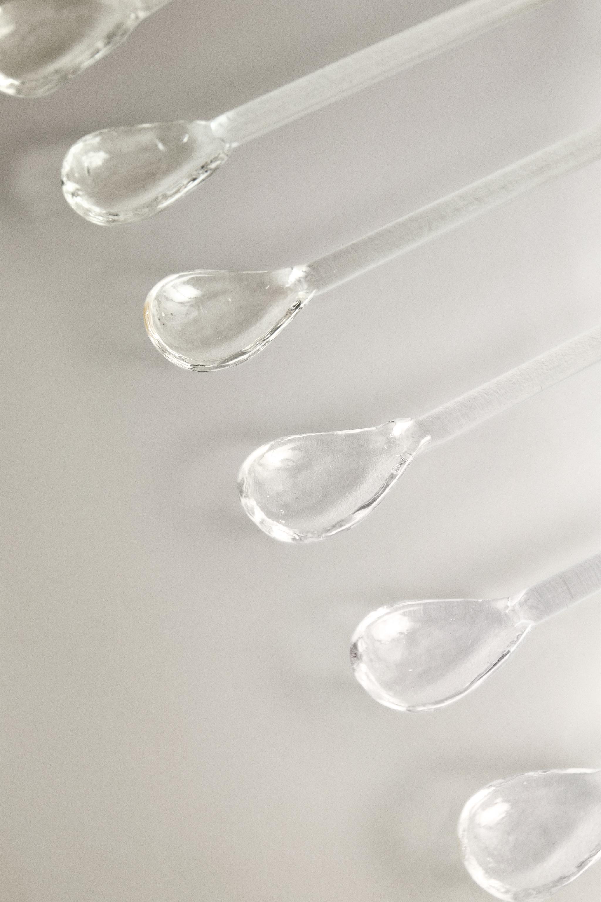 SET OF GLASS FRUIT DESSERT SPOONS (SET OF 6)