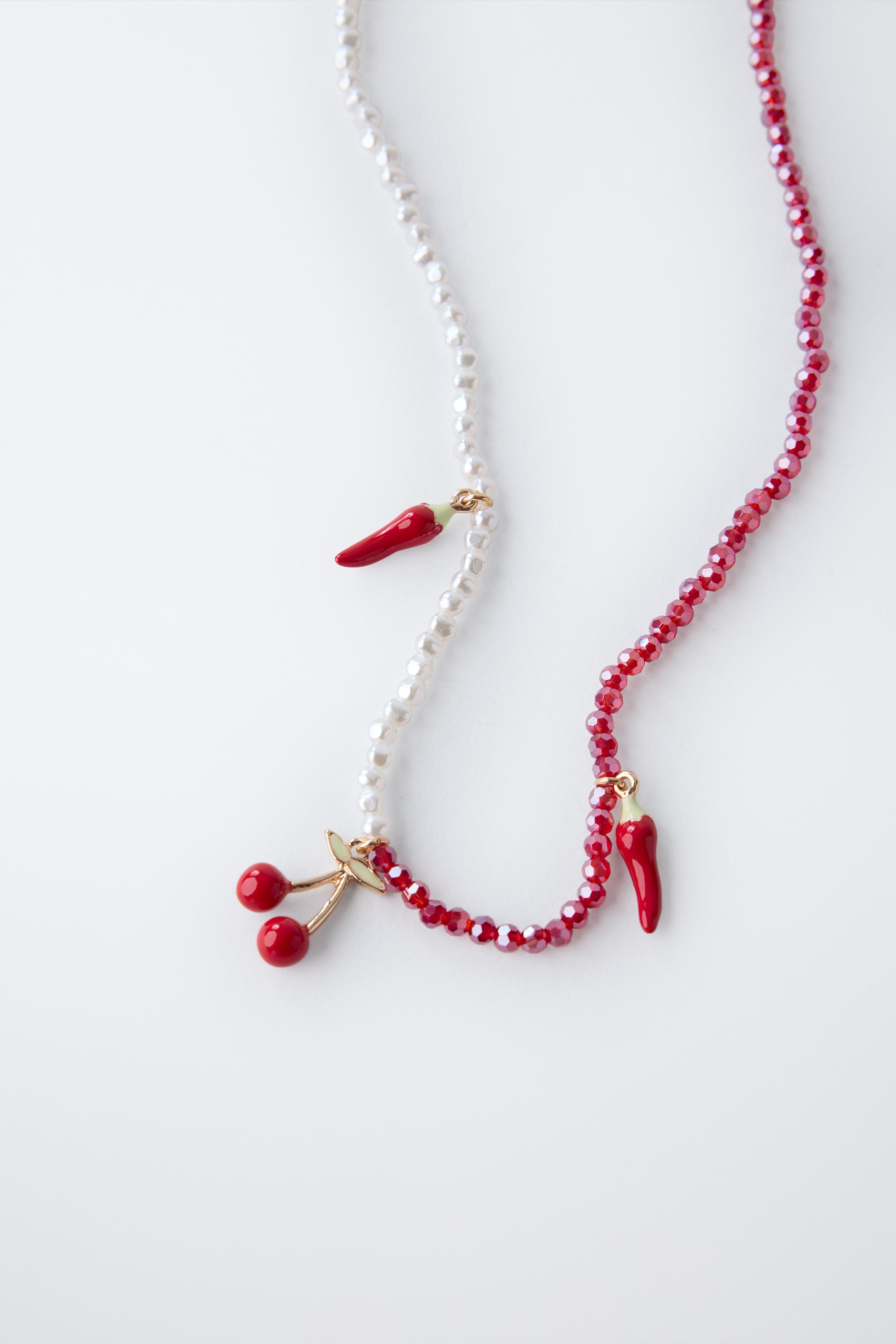 PEPPER AND CHERRY BEADED PENDANT