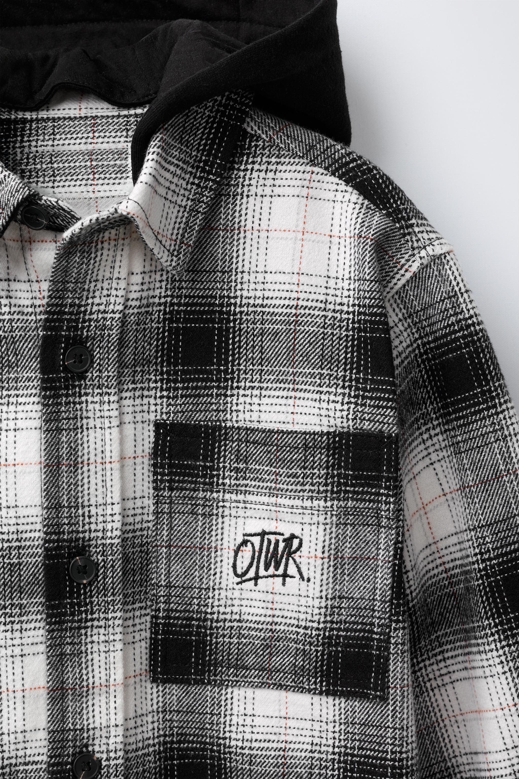 REMOVABLE FLEECE HOOD PLAID OVERSHIRT