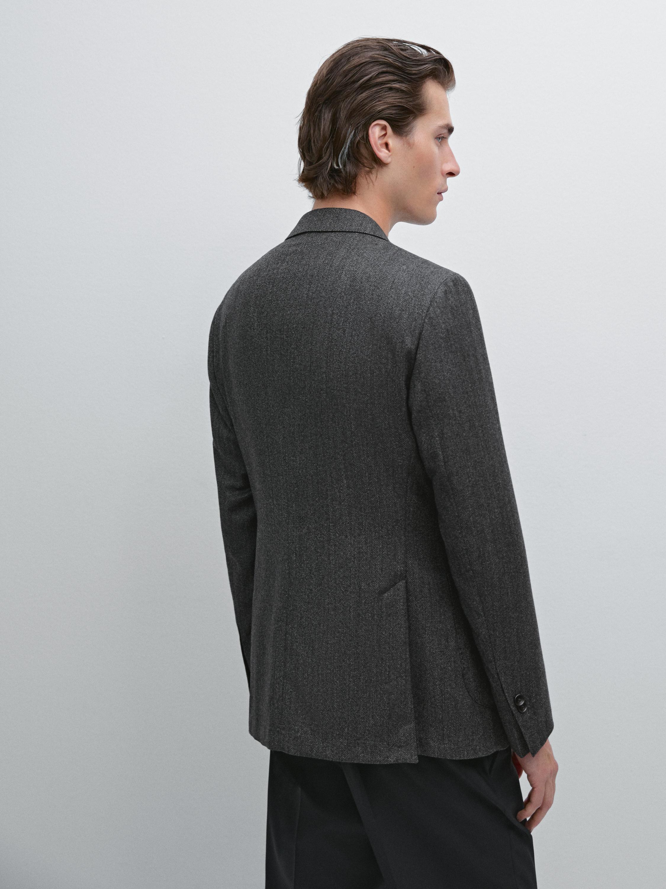 Herringbone wool blend blazer