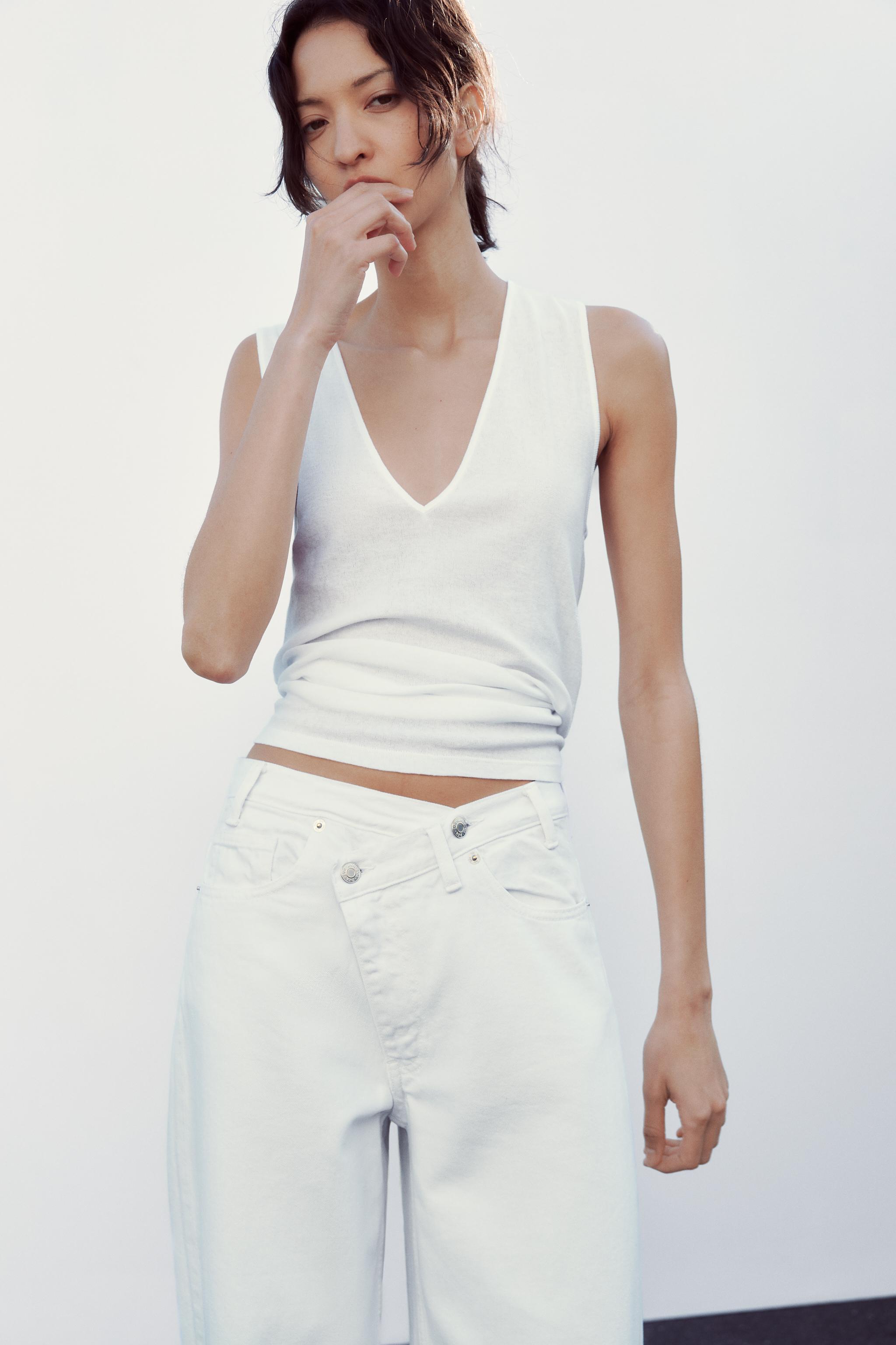 TRF HIGH-RISE WIDE LEG CROSSOVER WAIST JEANS