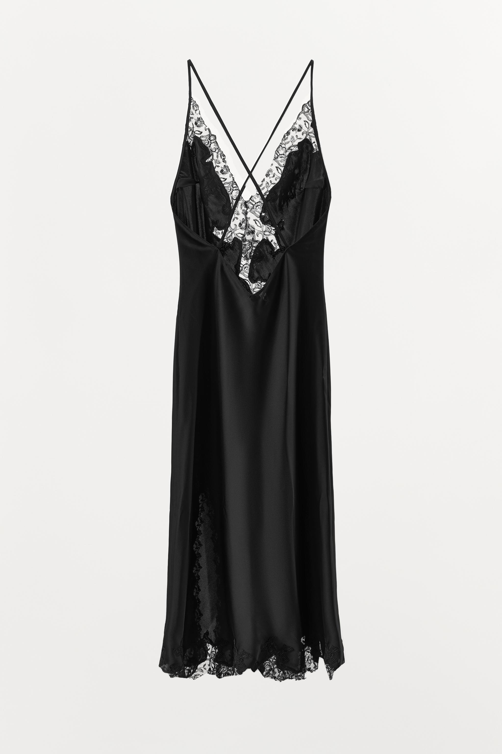 SATIN EMBROIDERED LACE DRESS