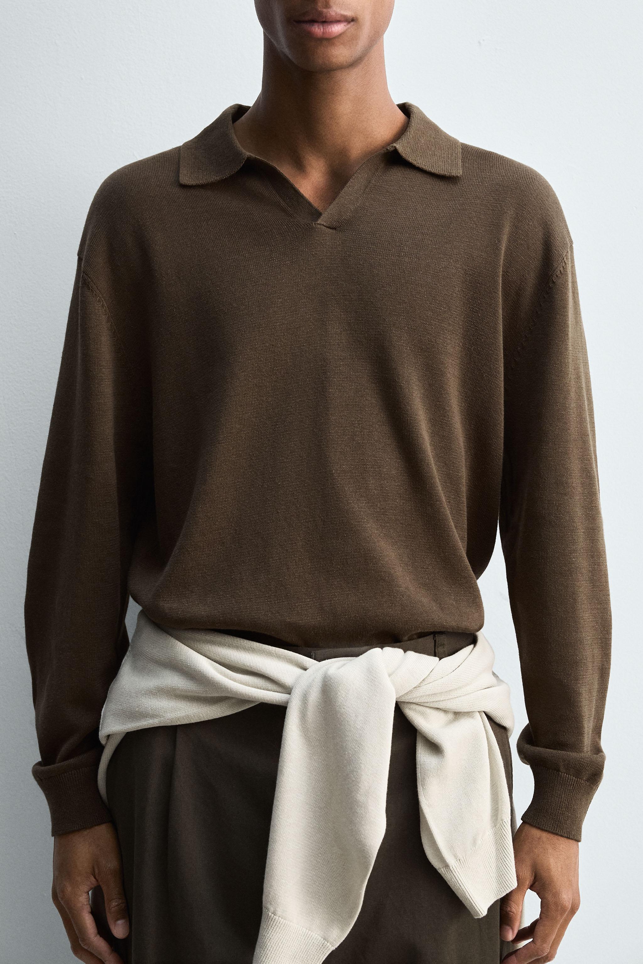 COTTON-HEMP KNIT POLO SHIRT