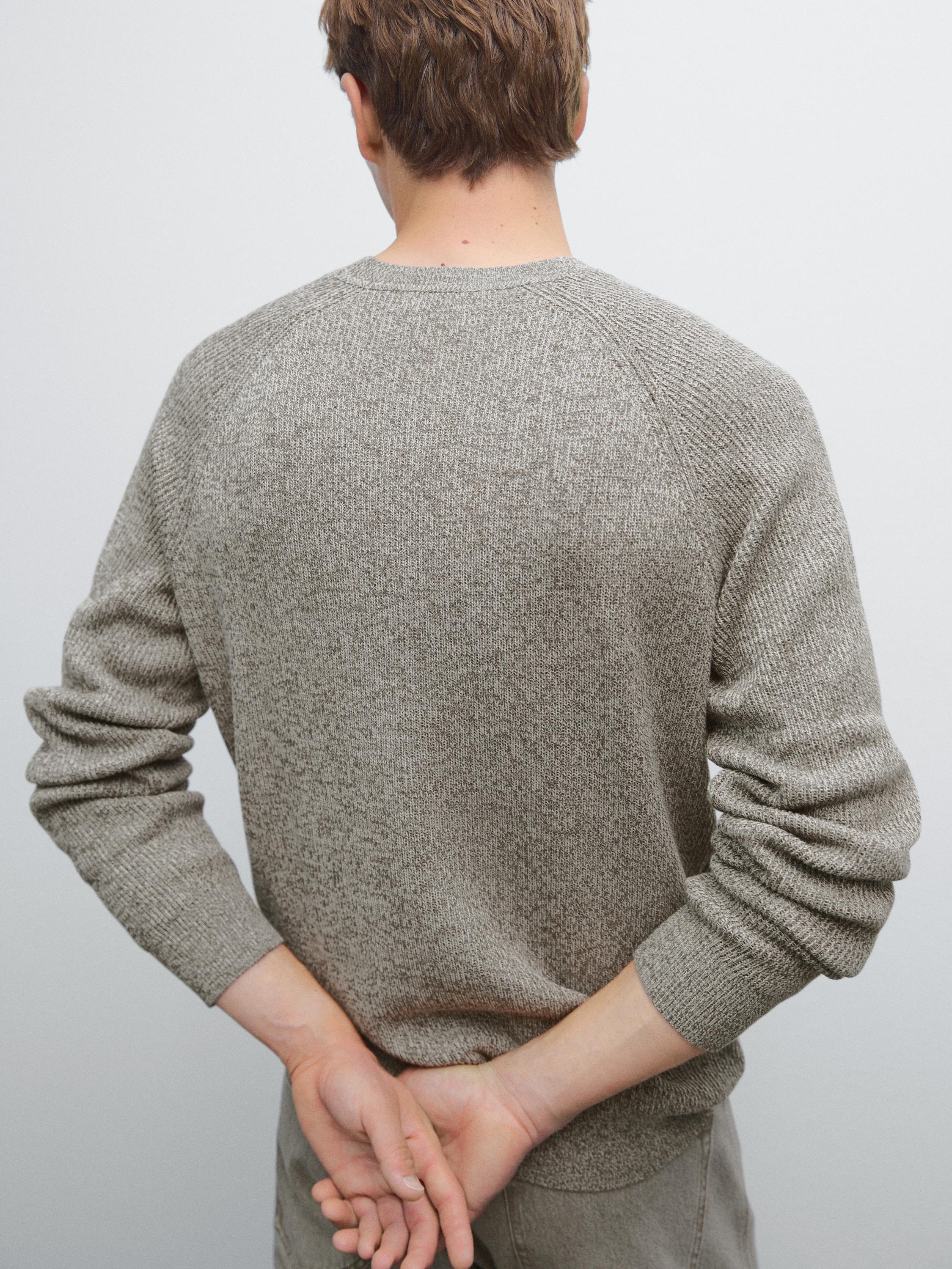 Crew neck mouliné knit sweater