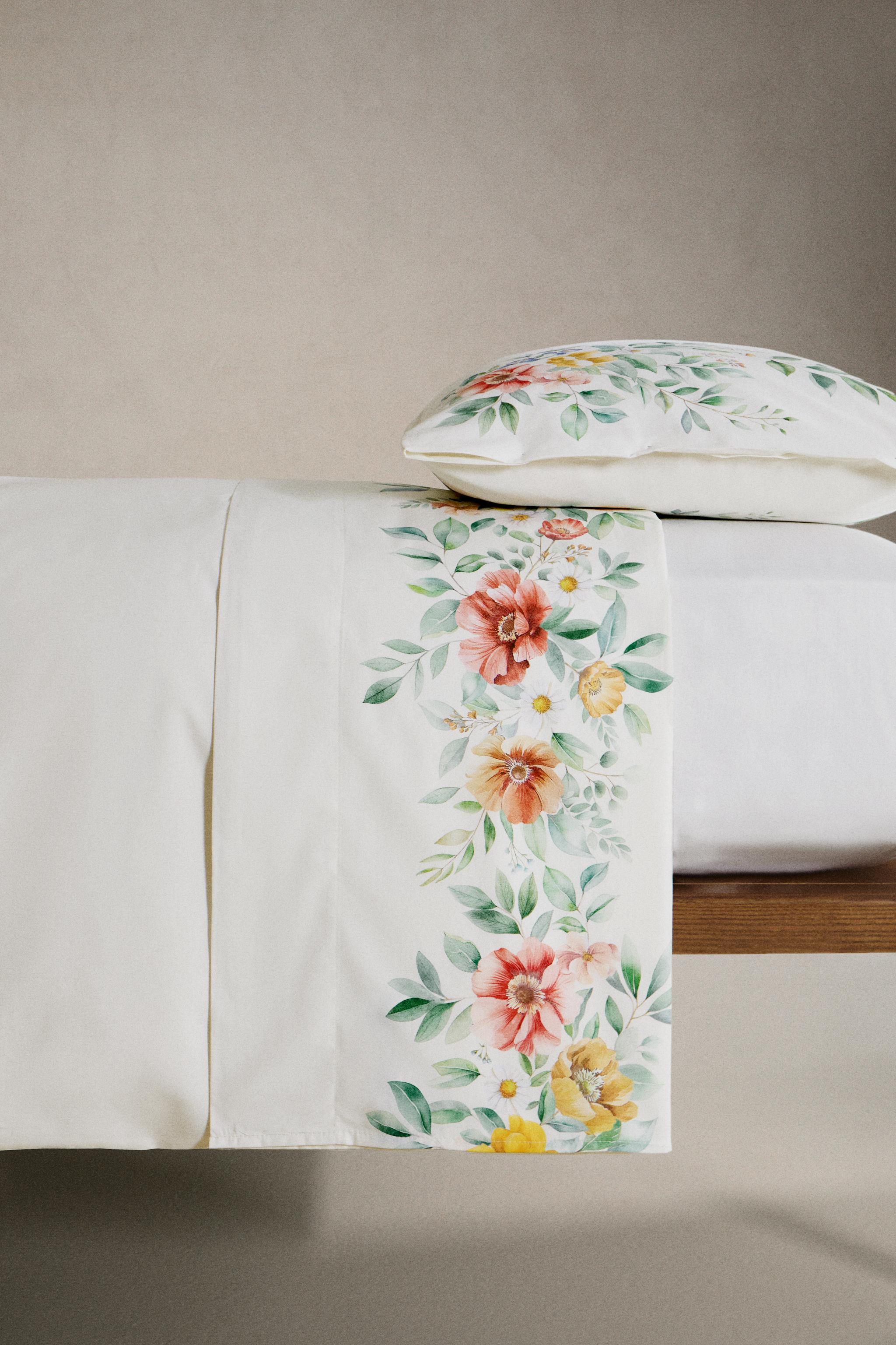 FLORAL PRINT COTTON DUVET COVER