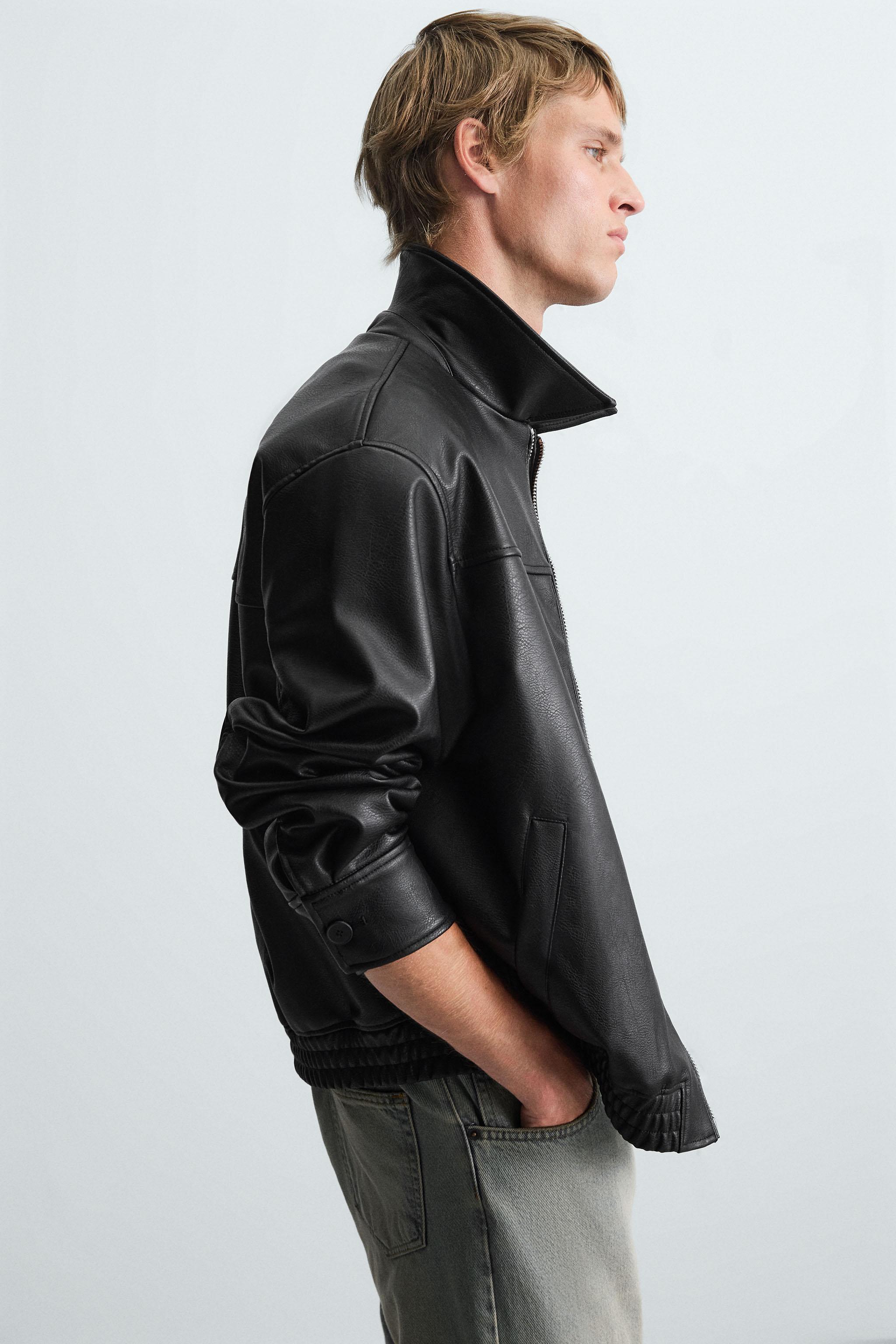 FAUX LEATHER BOMBER JACKET