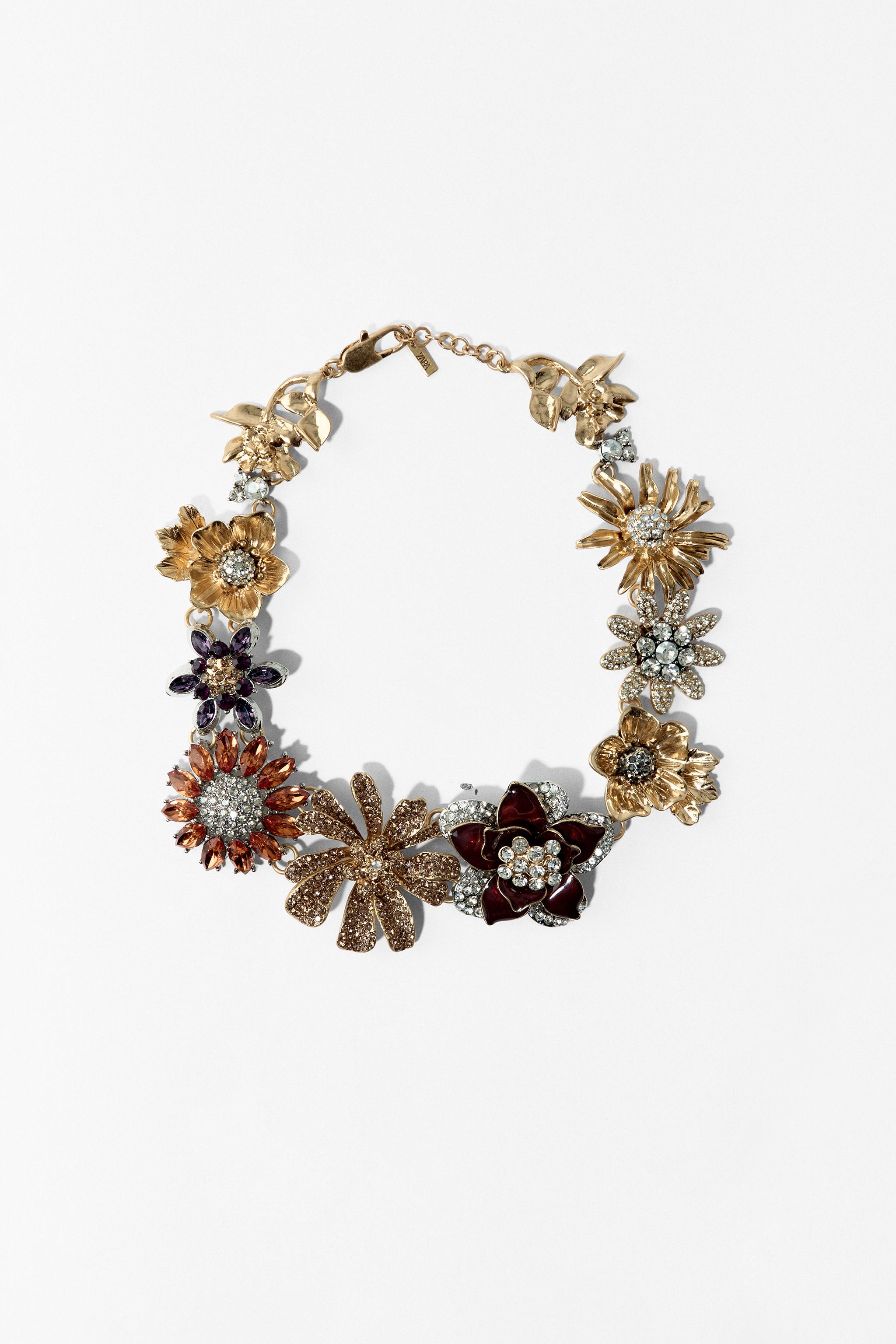 FLOWER JEWEL GLITTER NECKLACE