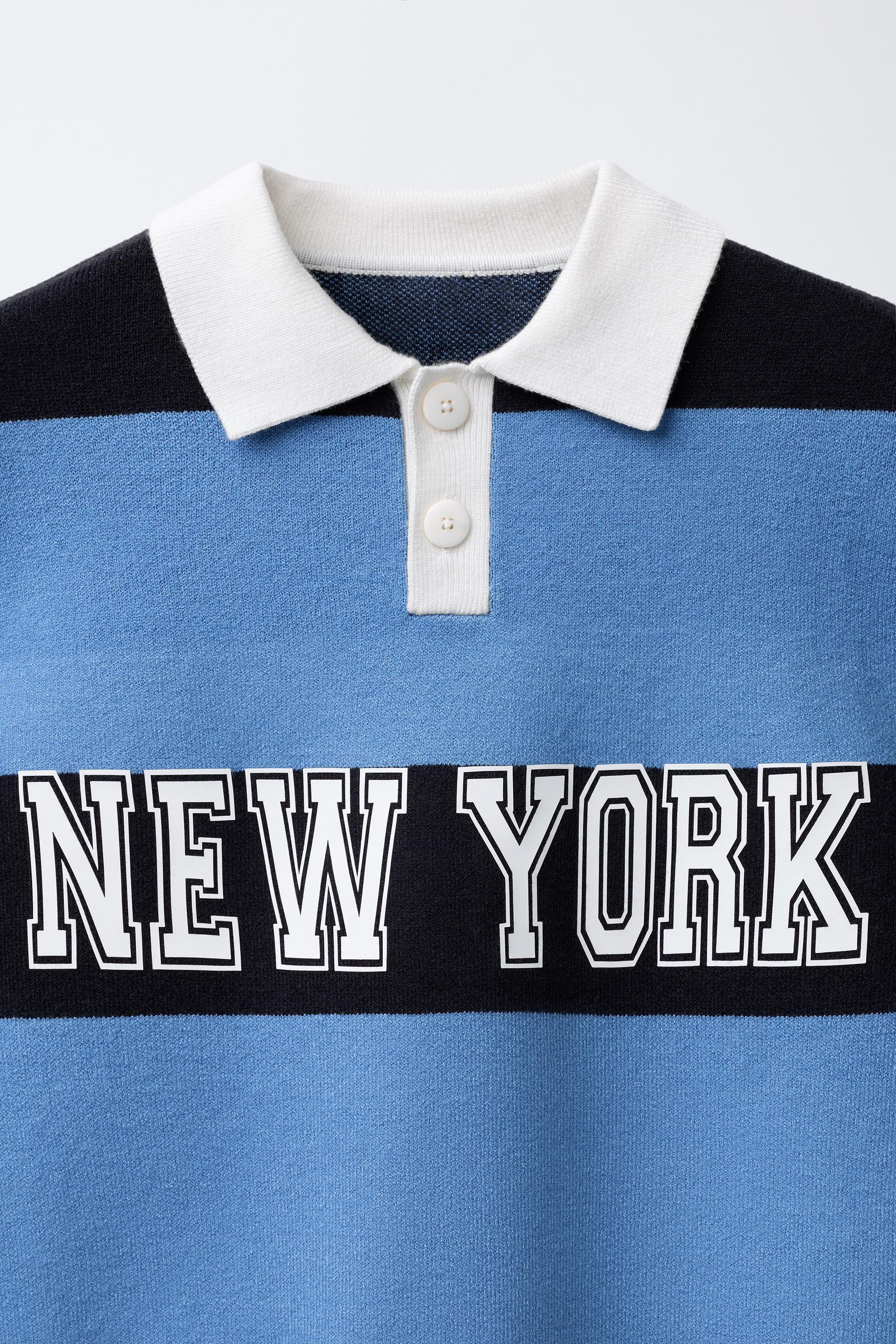 STRIPED VARSITY KNIT POLO SWEATER