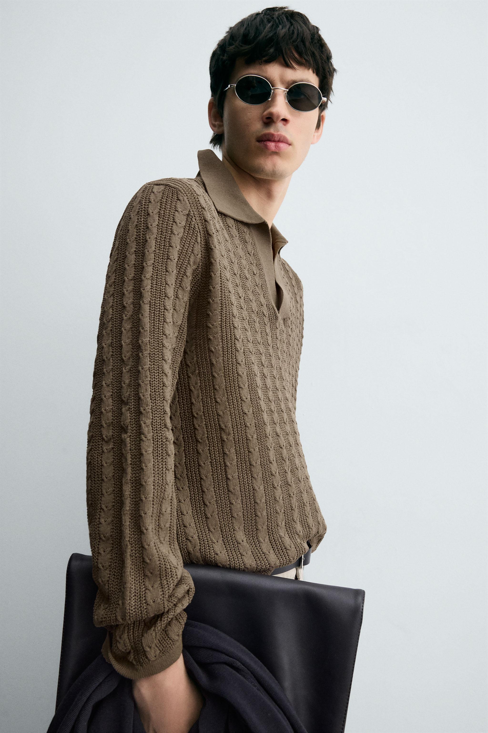 CABLE KNIT POLO SHIRT
