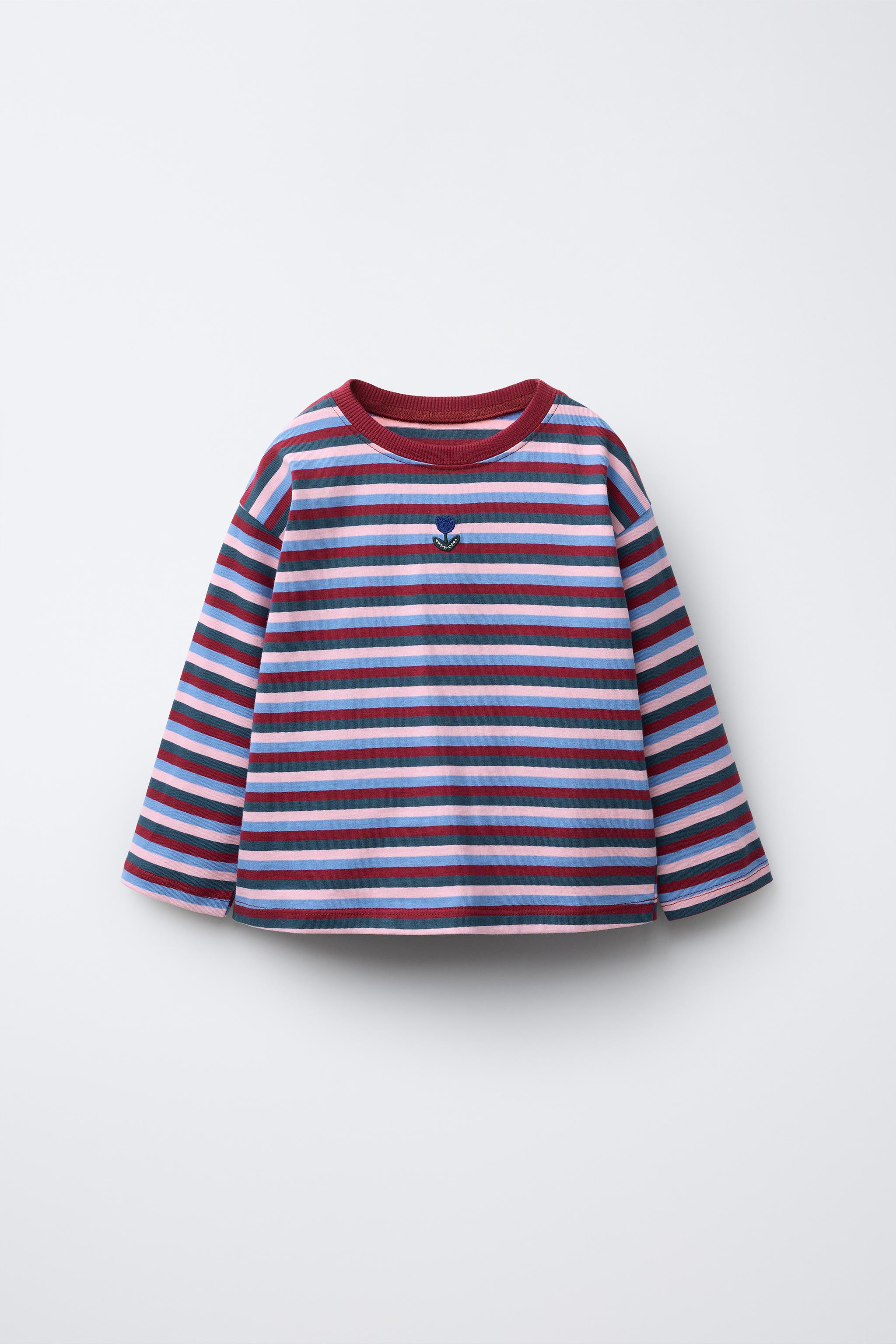 WOVEN STRIPED EMBROIDERED T-SHIRT