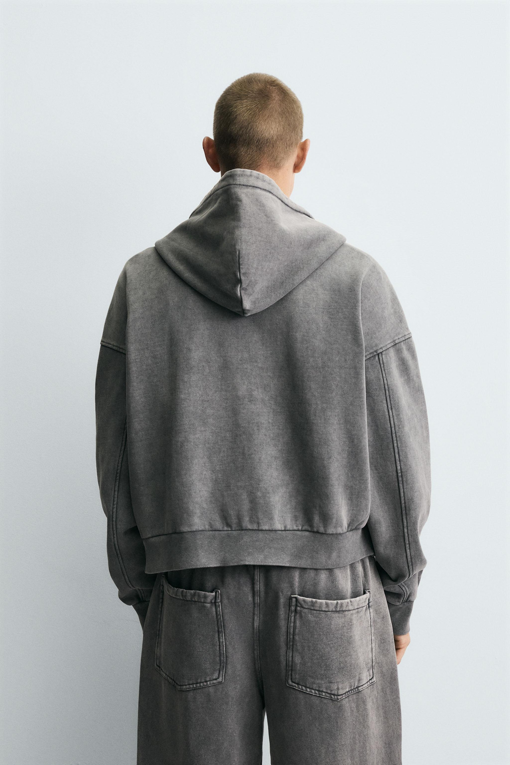 WASHED HOODED ZIP SWEATSHIRT