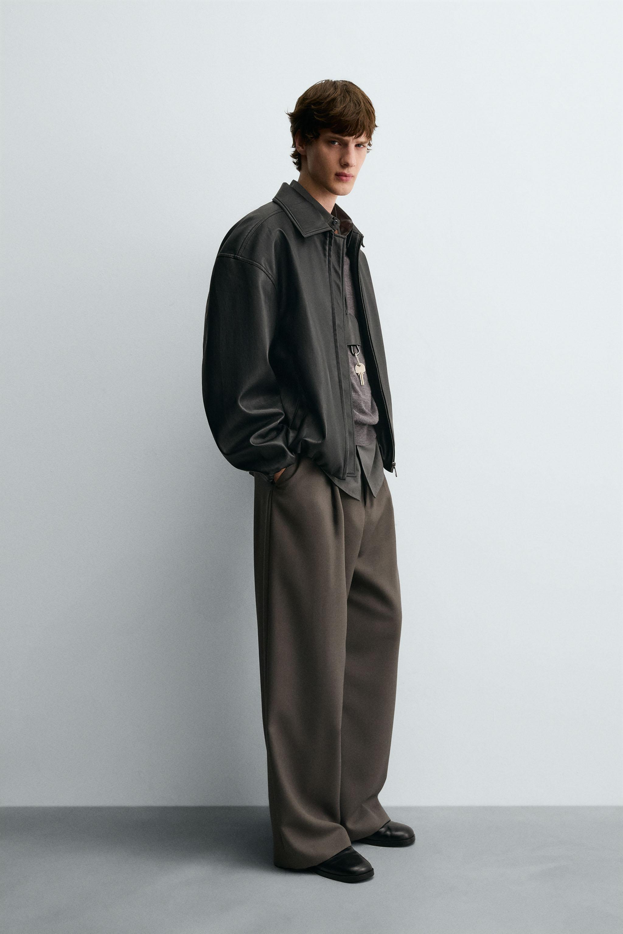 FAUX LEATHER BOMBER JACKET