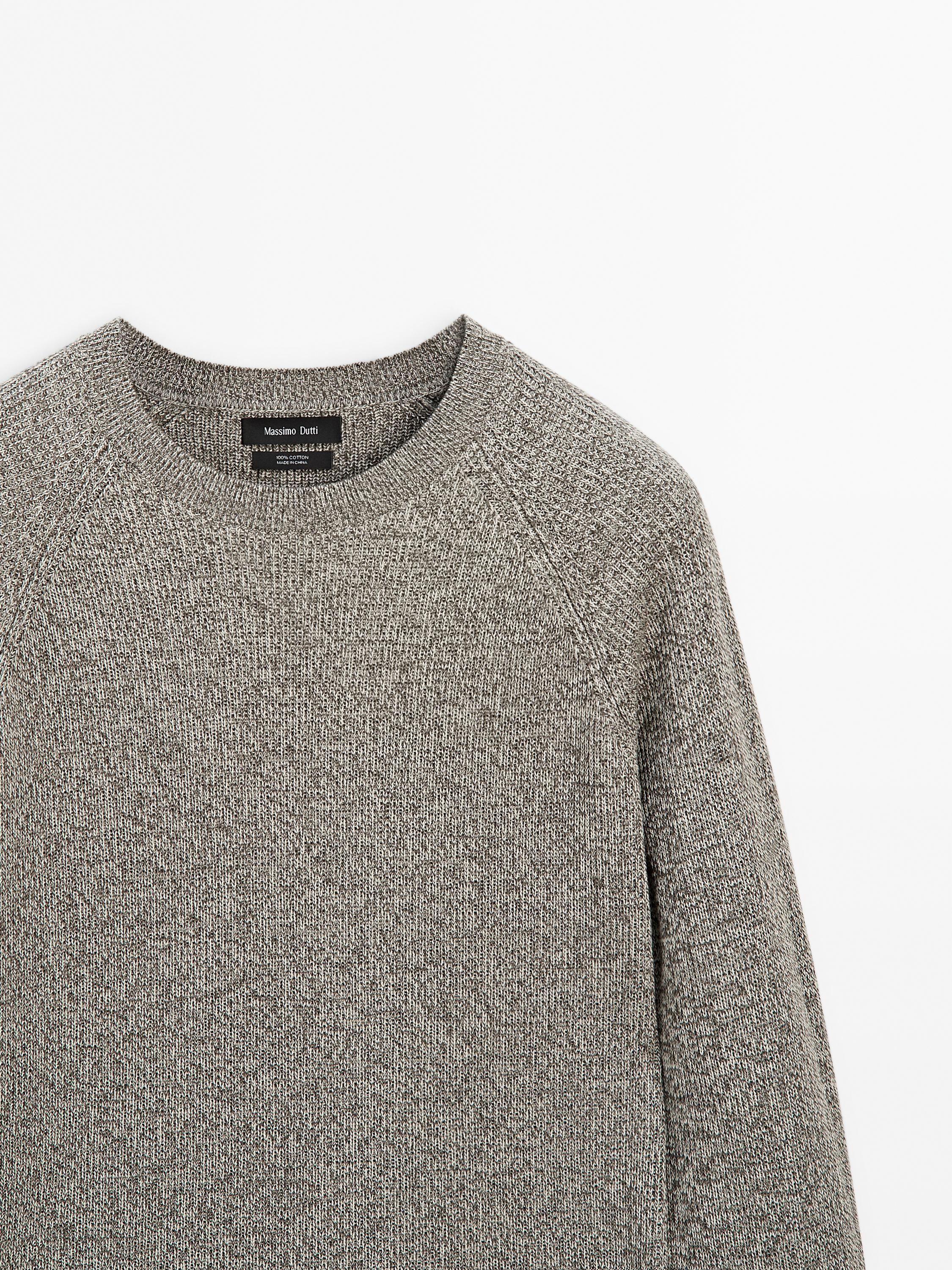 Crew neck mouliné knit sweater