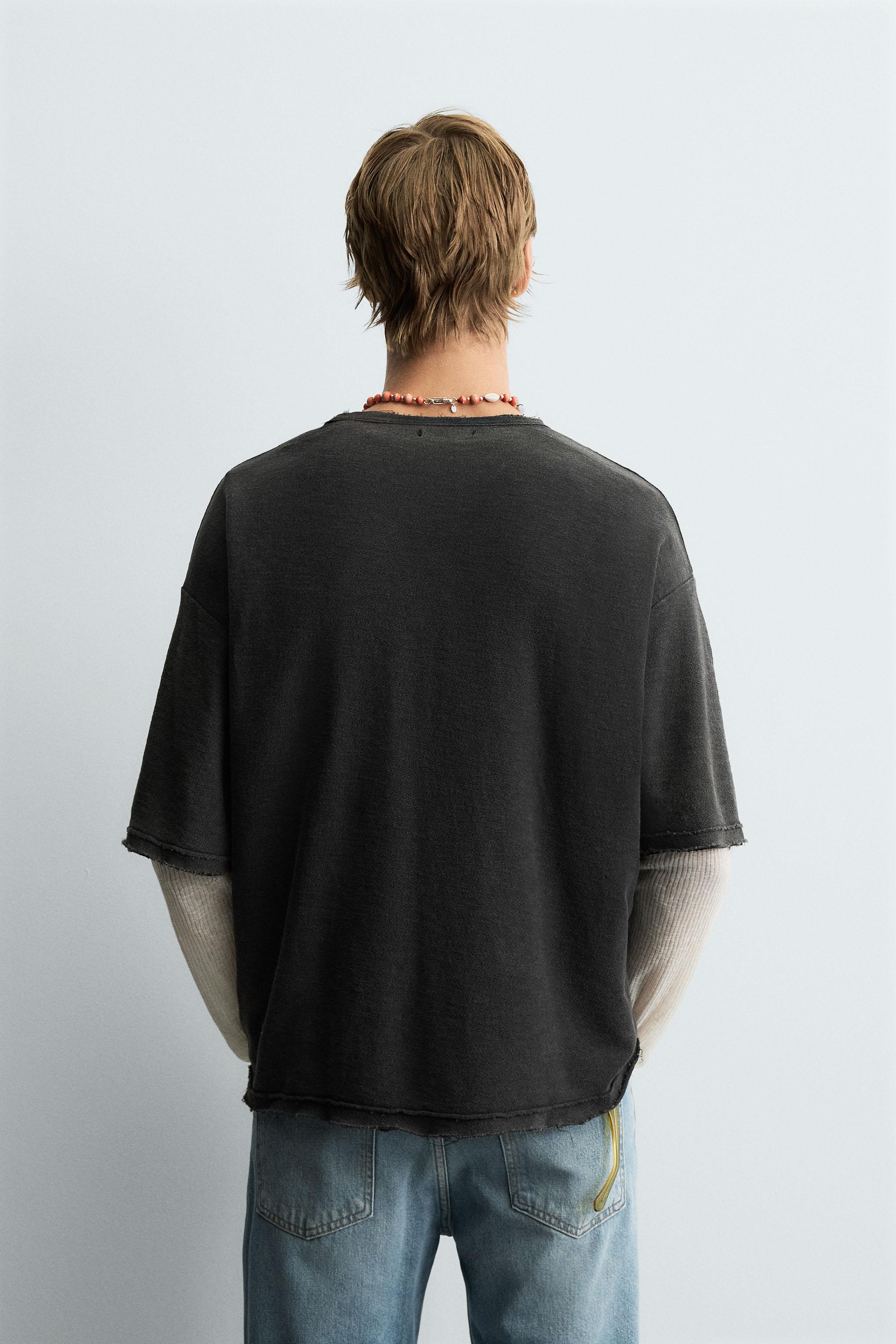 WASHED PRINT KNIT T-SHIRT