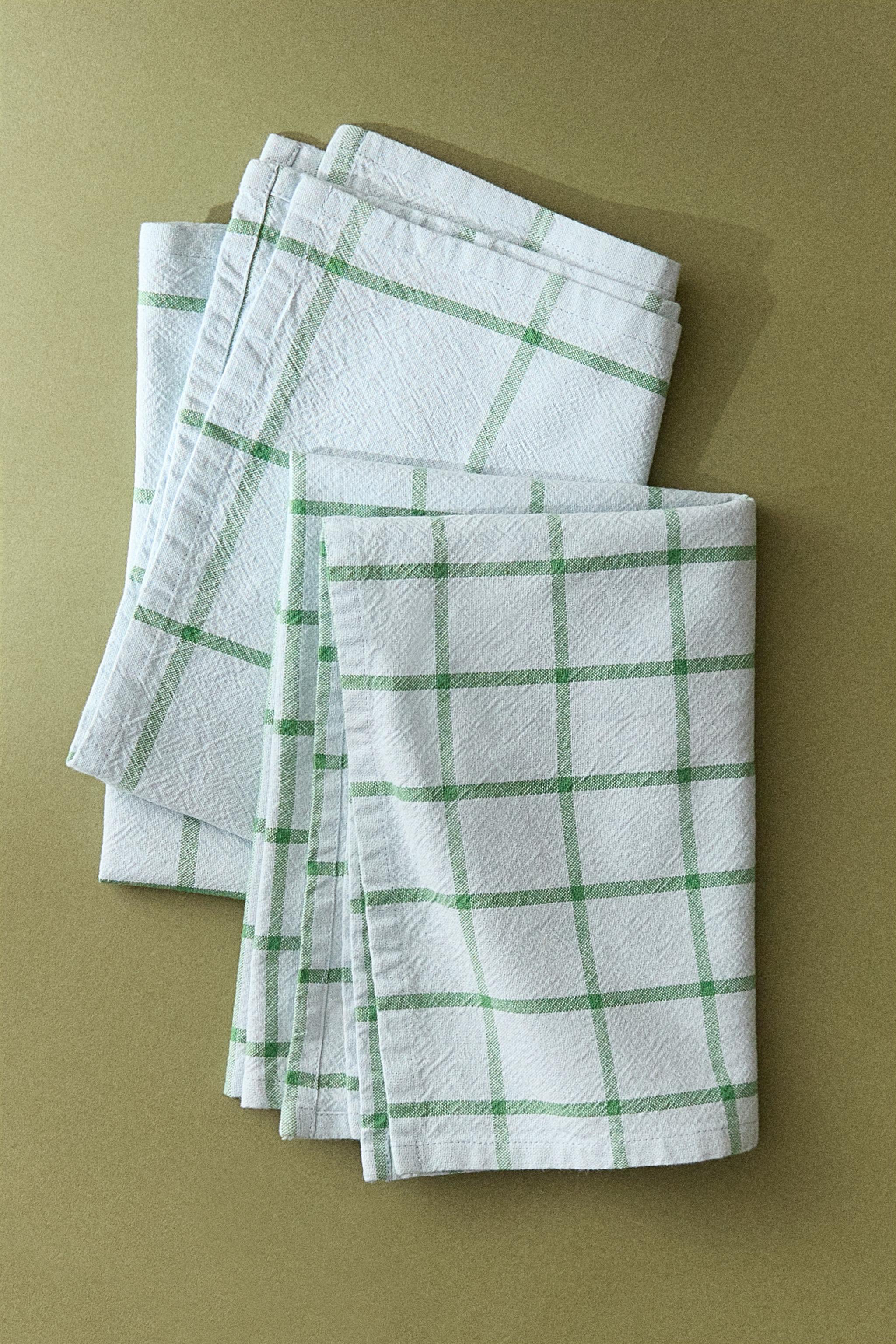 SET OF CHECK COTTON KITCHEN TOWELS (SET OF 2)
