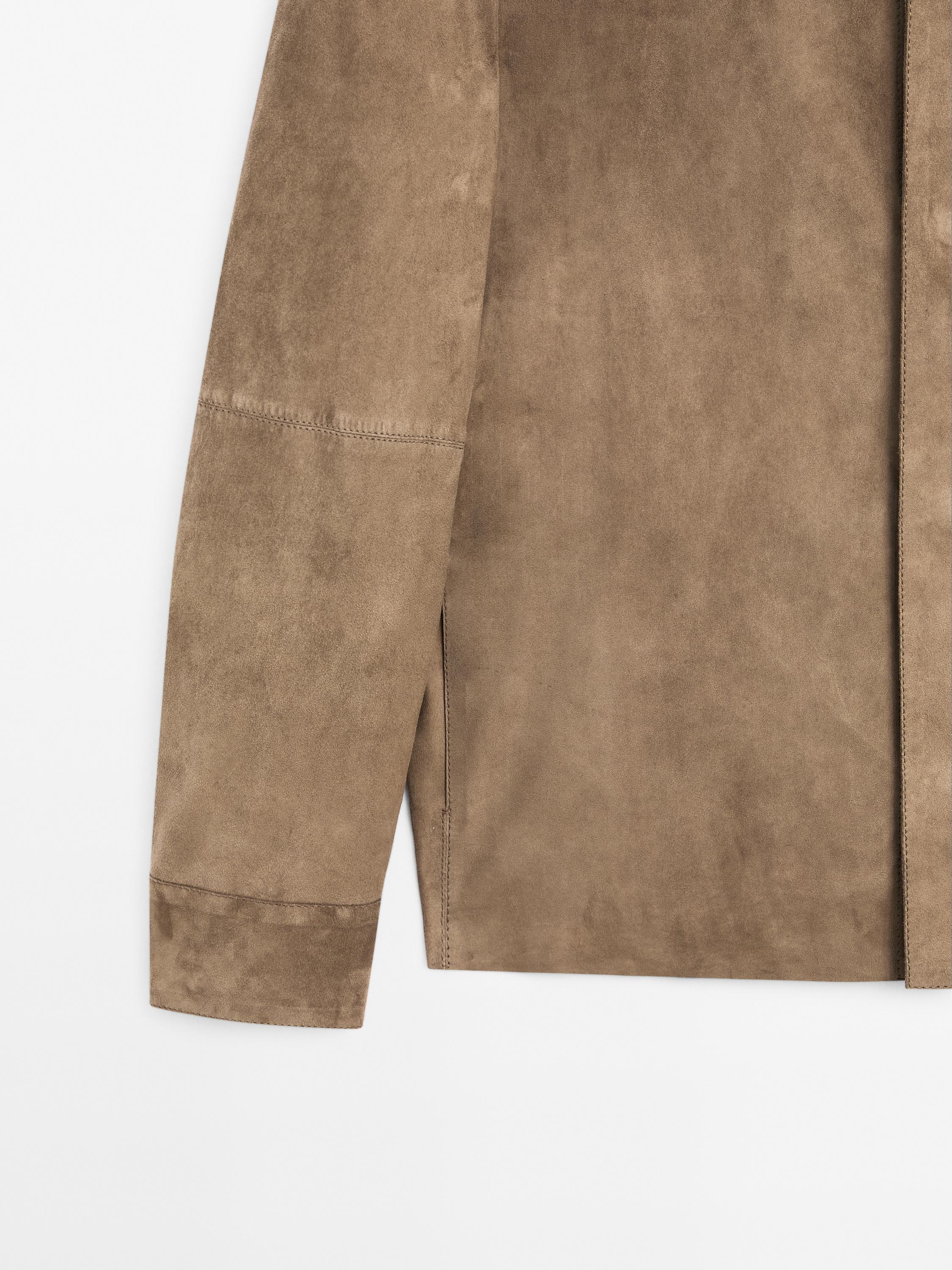 Suede leather overshirt