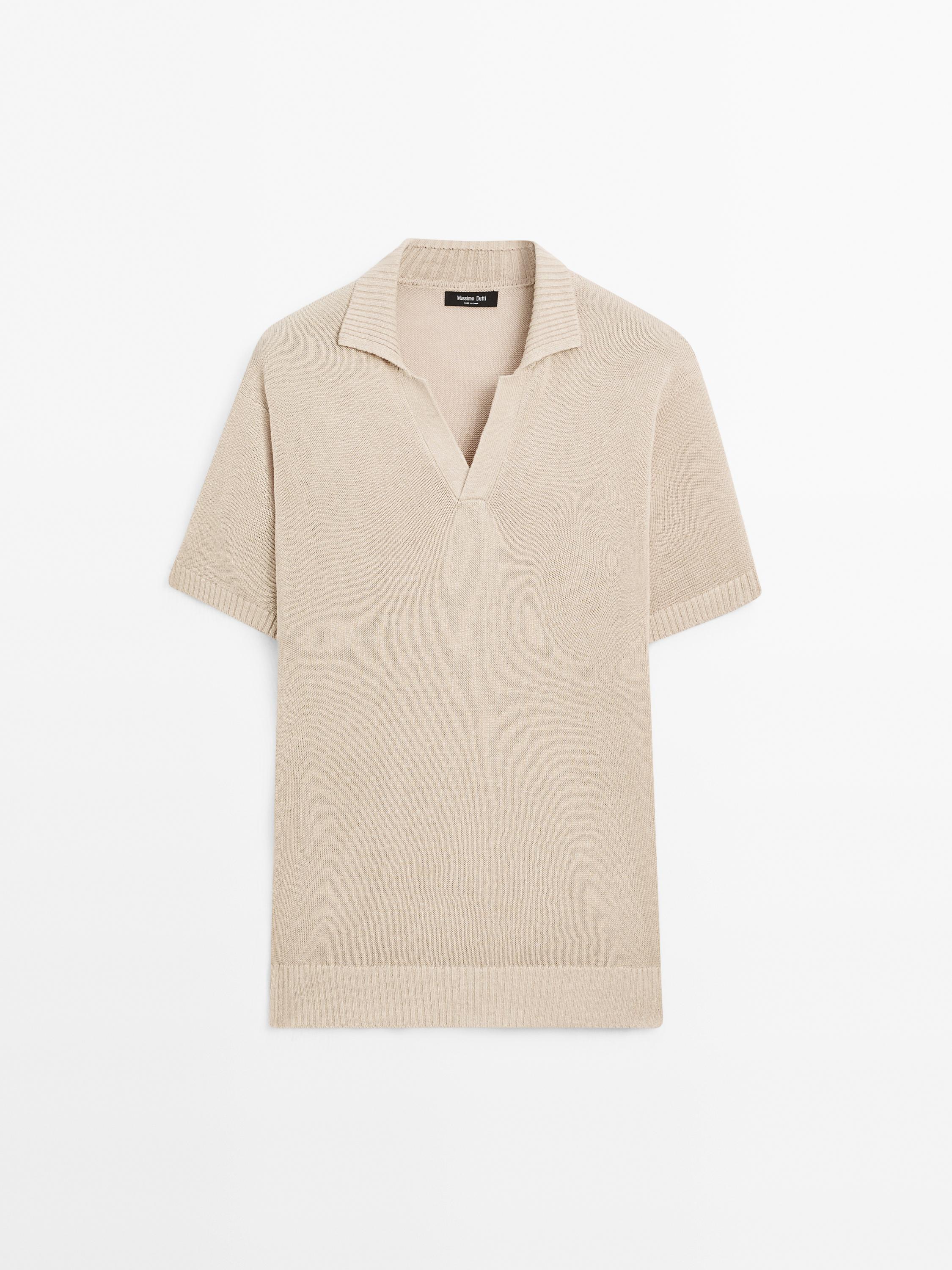 Knit V-neck polo shirt
