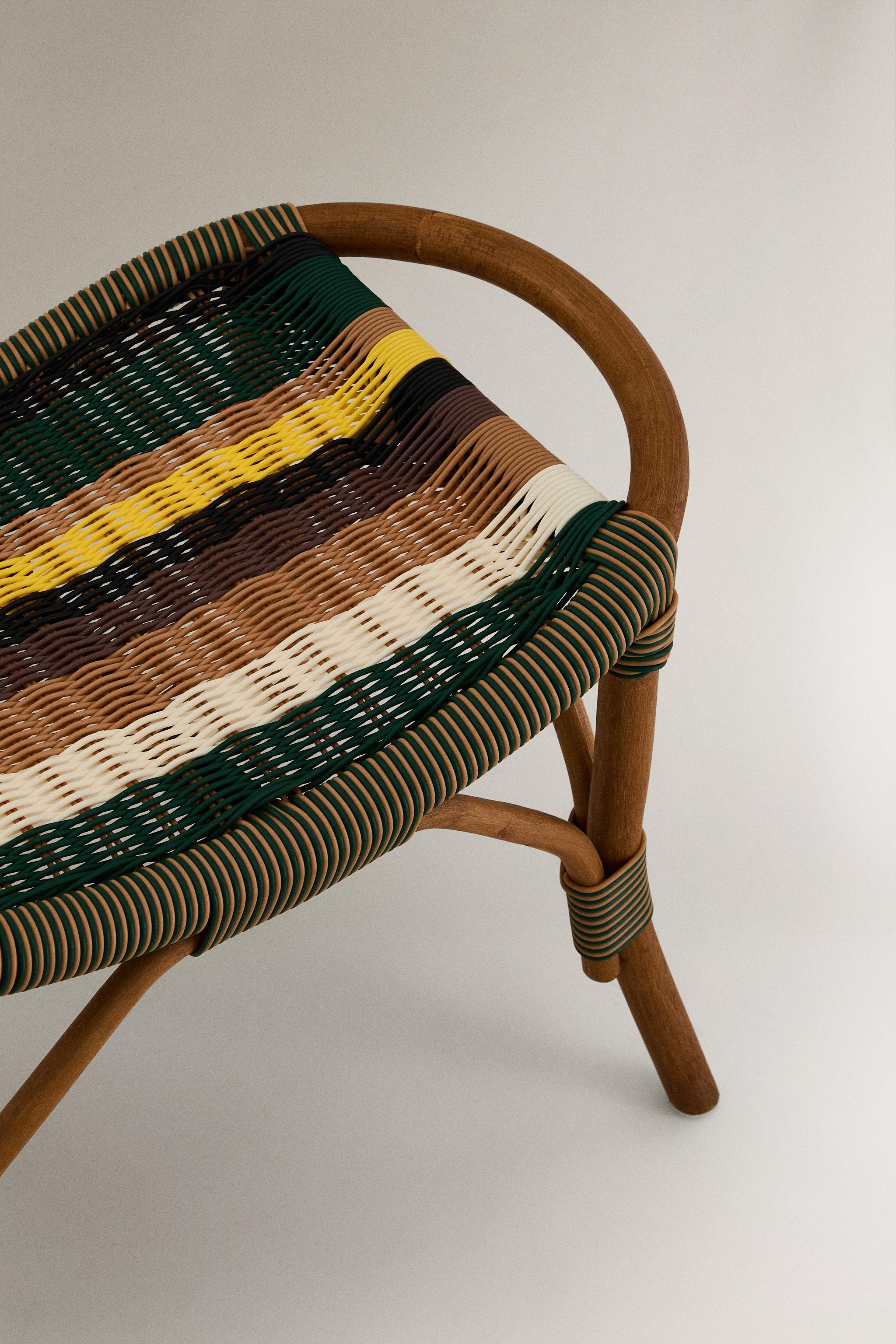 RATTAN STRIPED FOOTREST X COLLAGERIE