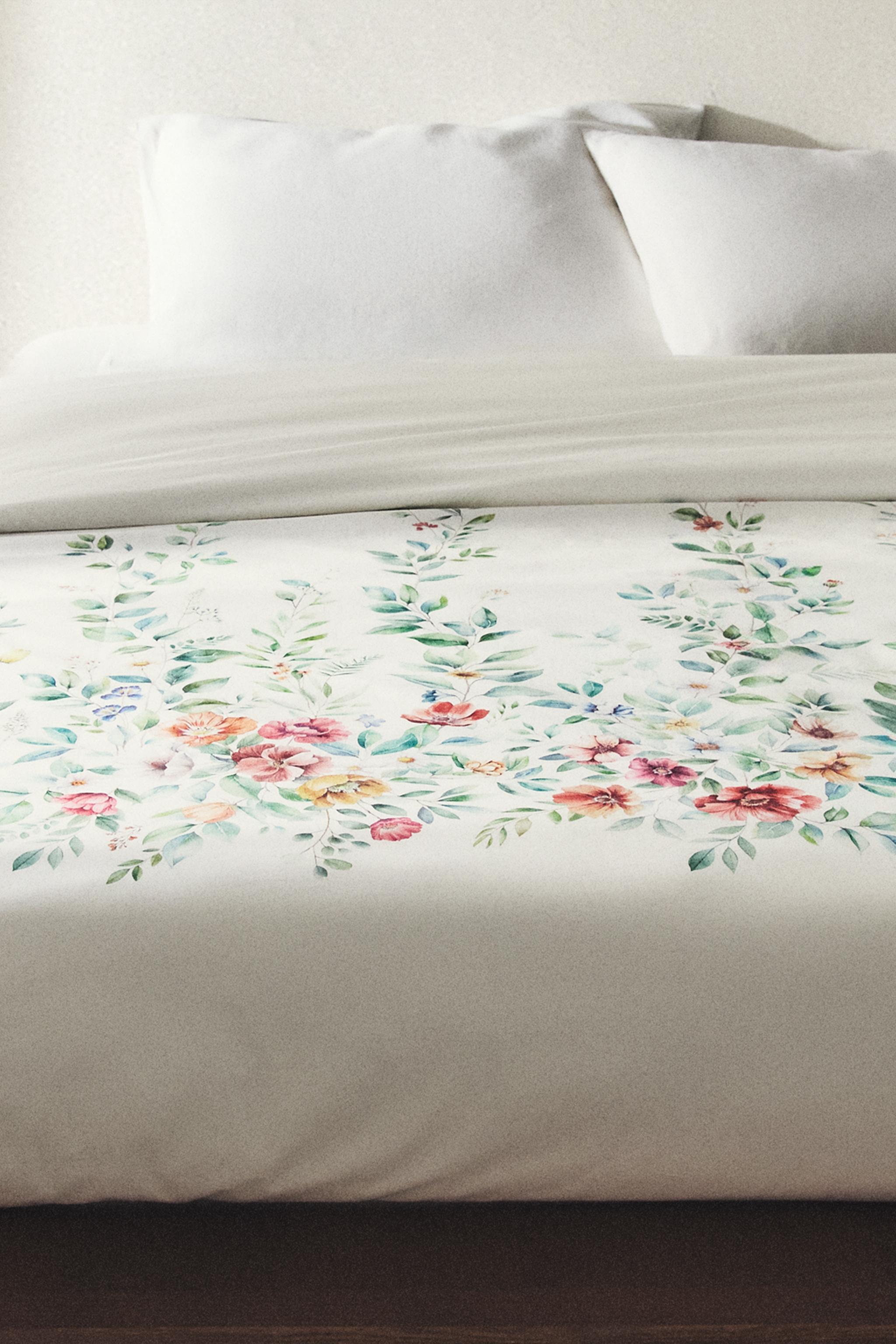 FLORAL PRINT COTTON DUVET COVER