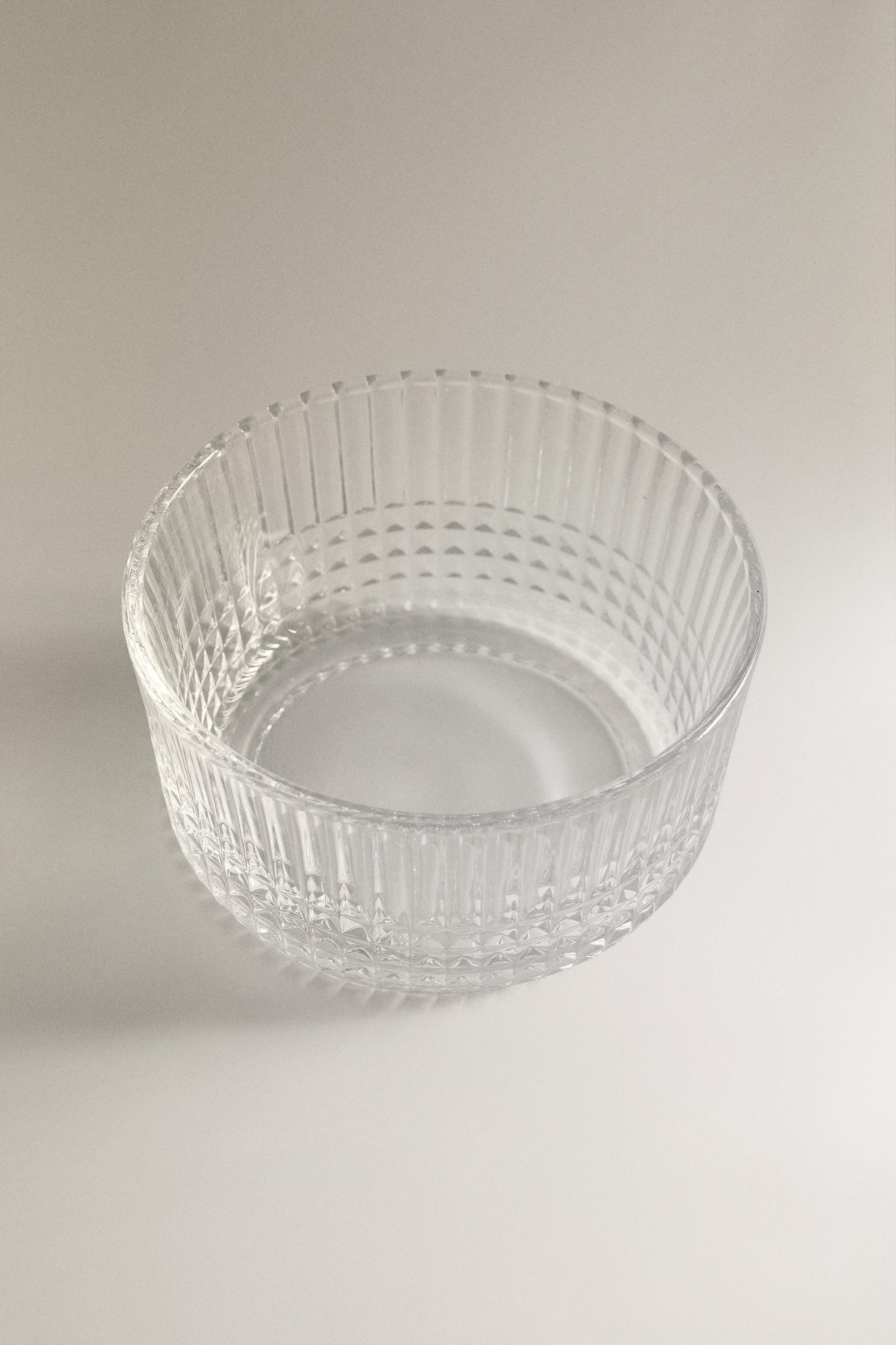 MINI GLASS BOWL WITH RAISED GEOMETRIC DESIGN