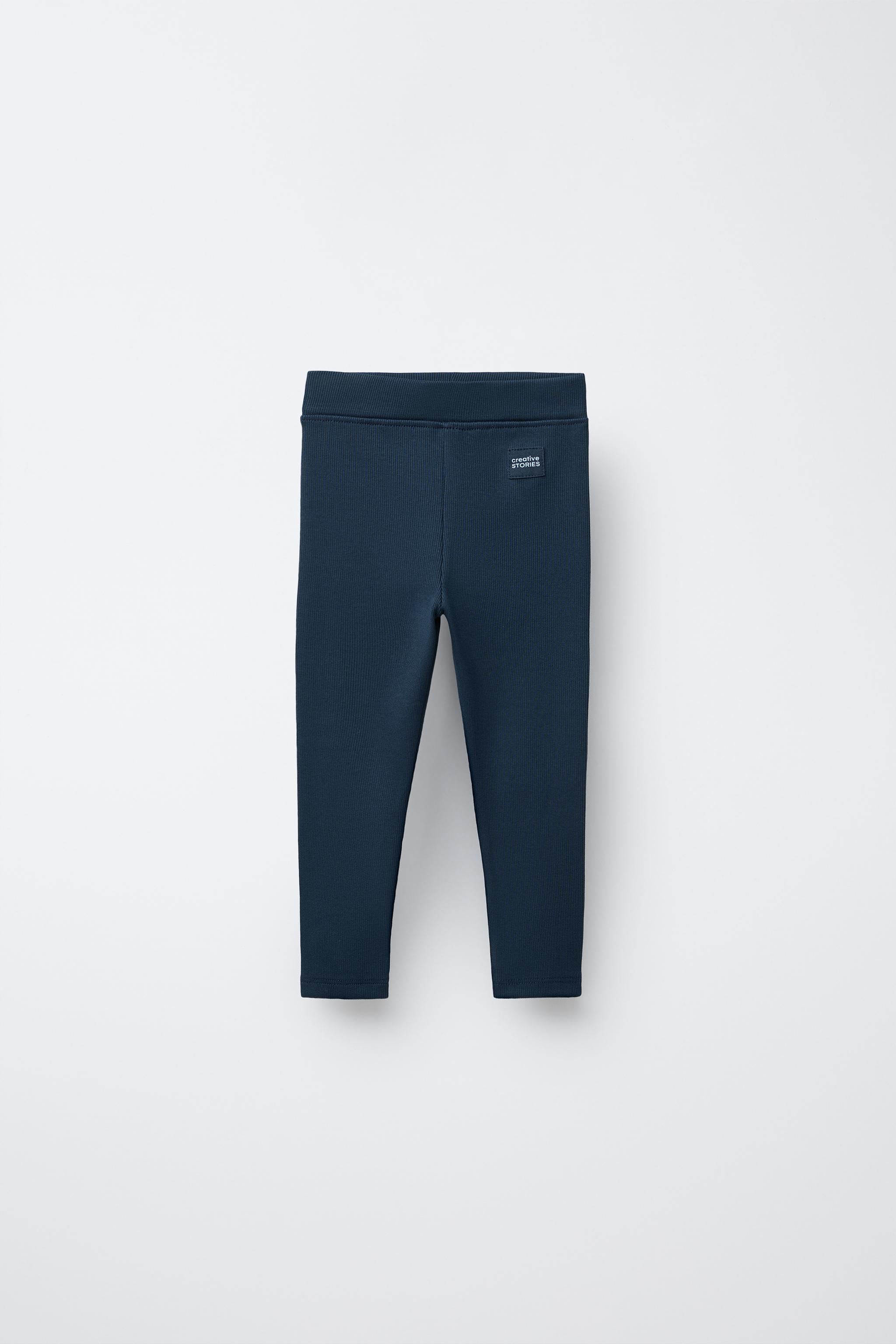 LABEL DETAIL RIBBED LEGGINGS