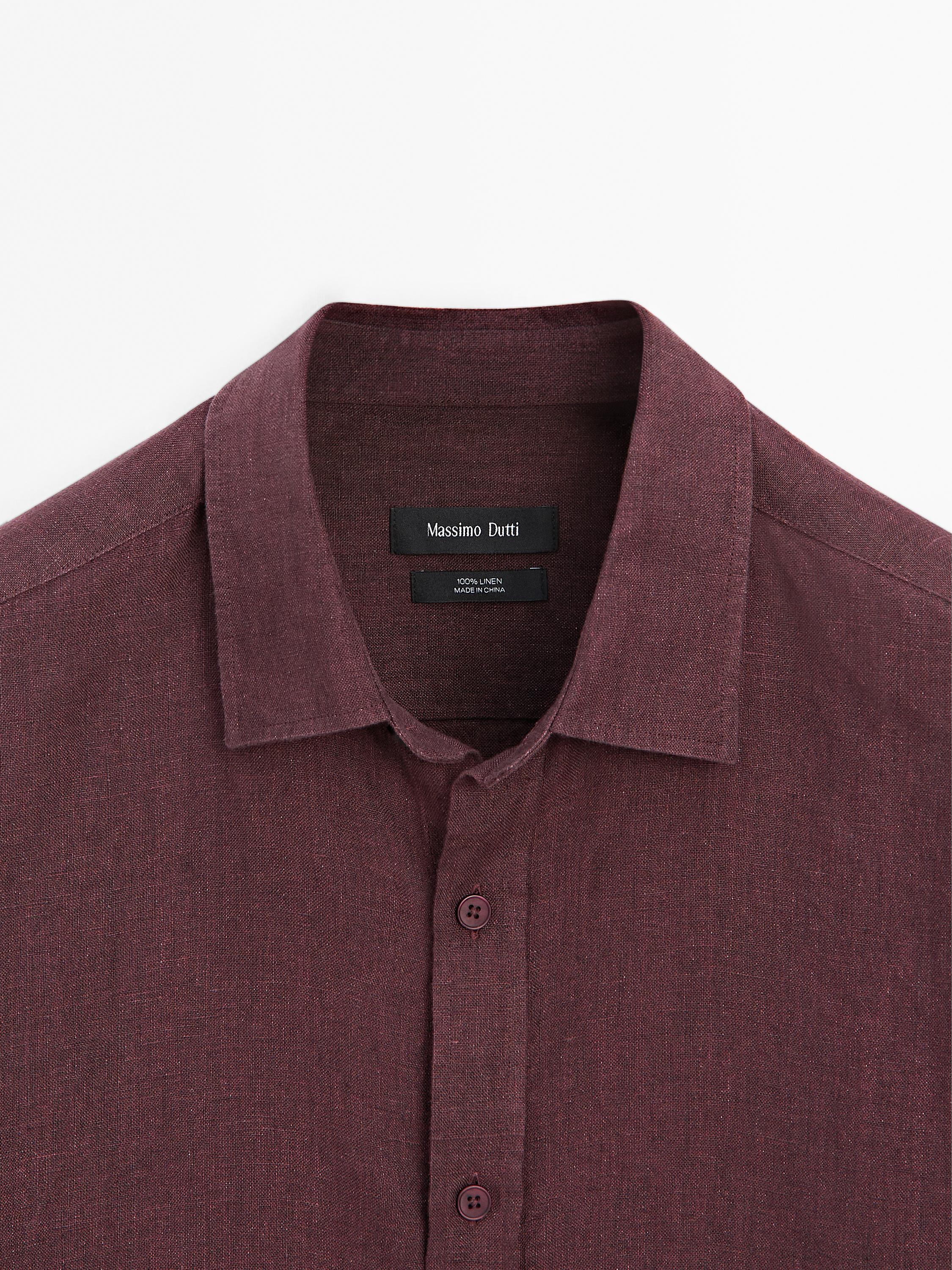 Regular fit faded linen shirt