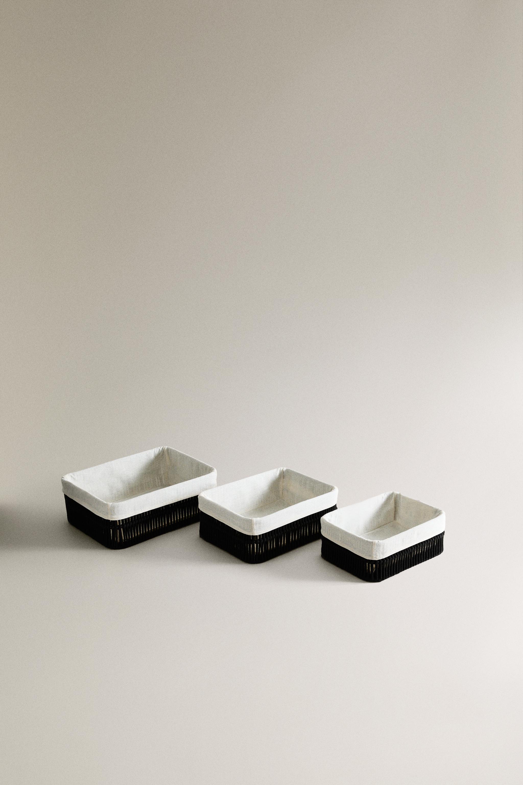 RECTANGULAR BASKET WITH FABRIC LINING