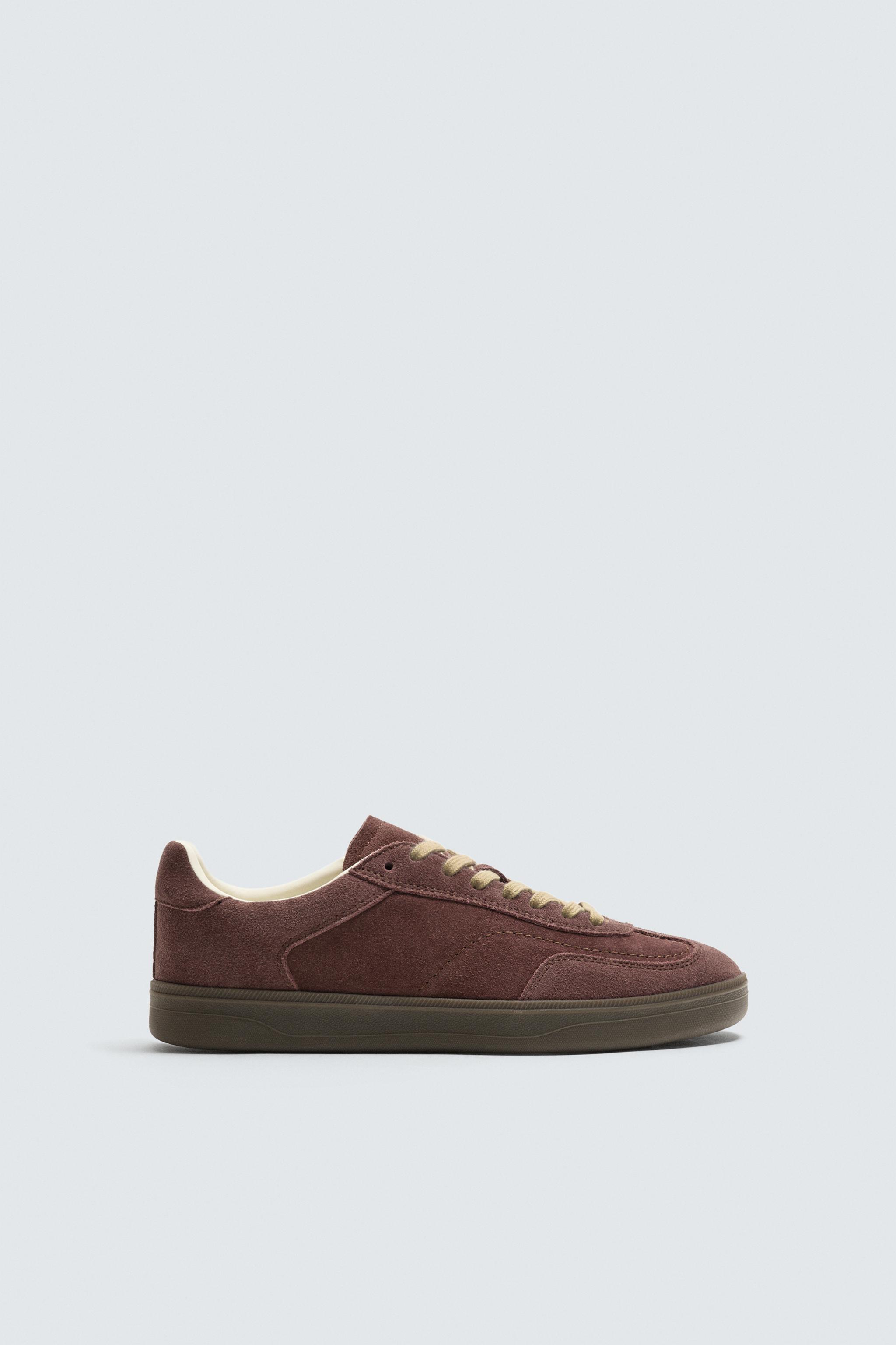 CONTRAST SOLE LEATHER SNEAKERS