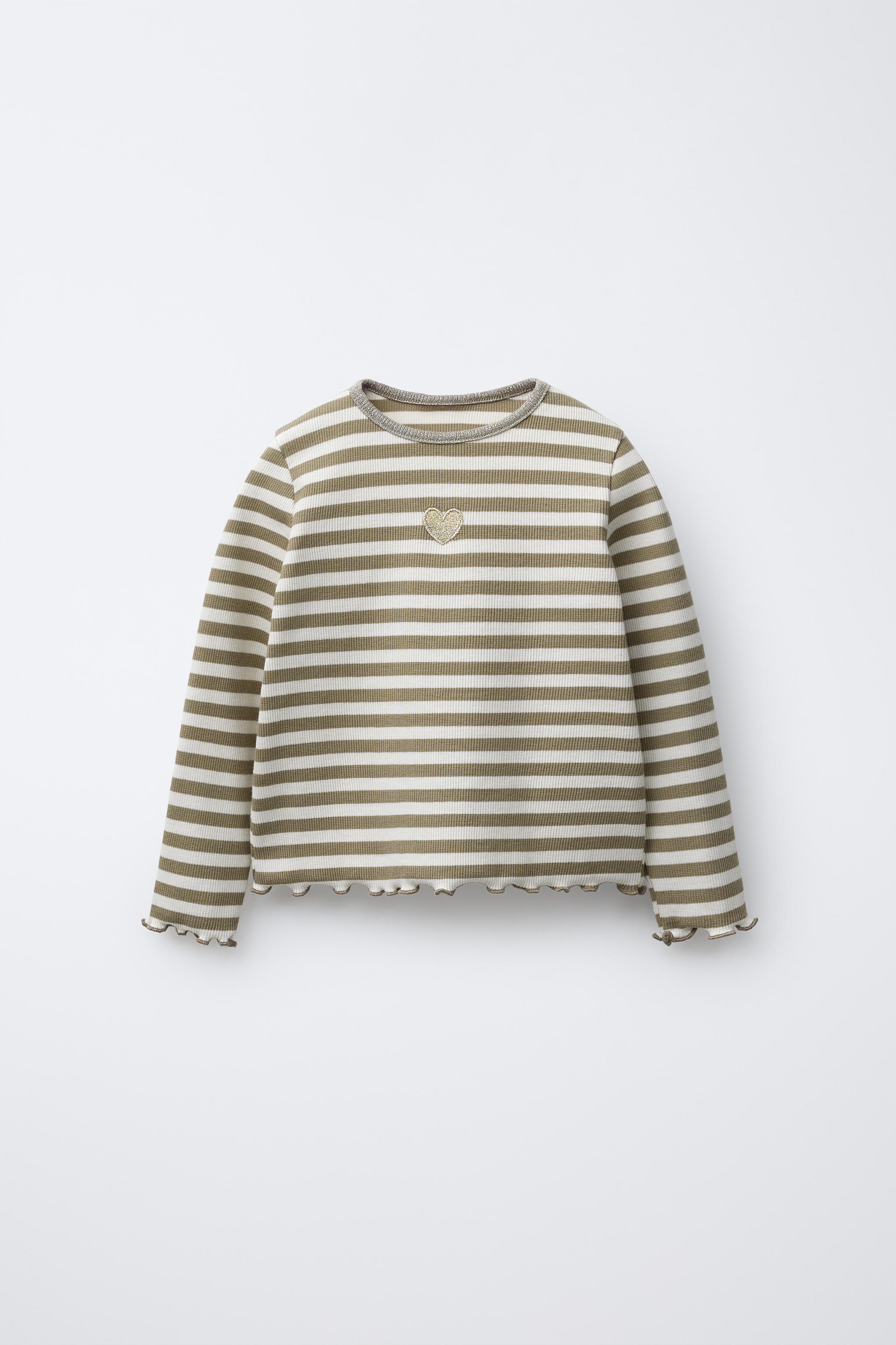SPARKLY STRIPED EMBROIDERED T-SHIRT