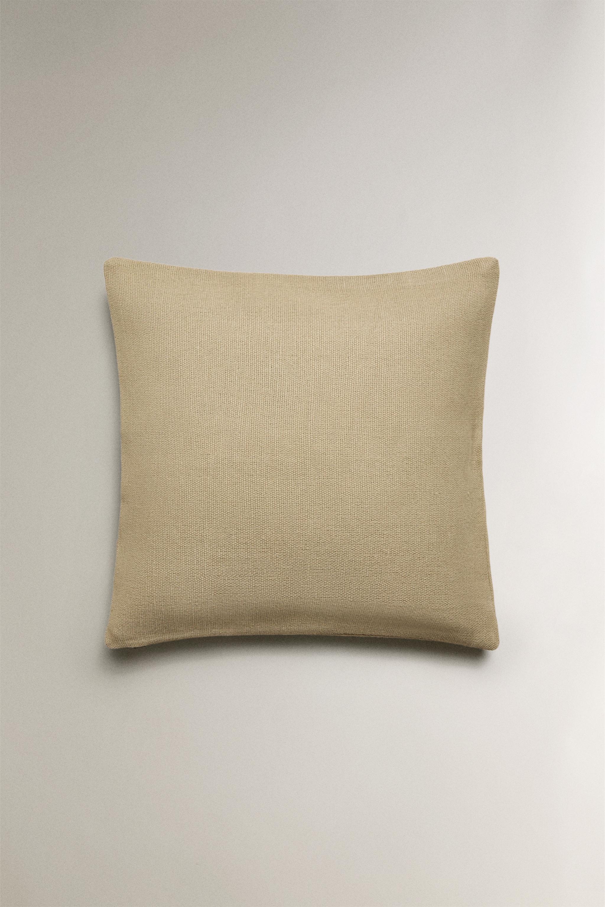 JUTE AND COTTON THROW PILLOW COVER