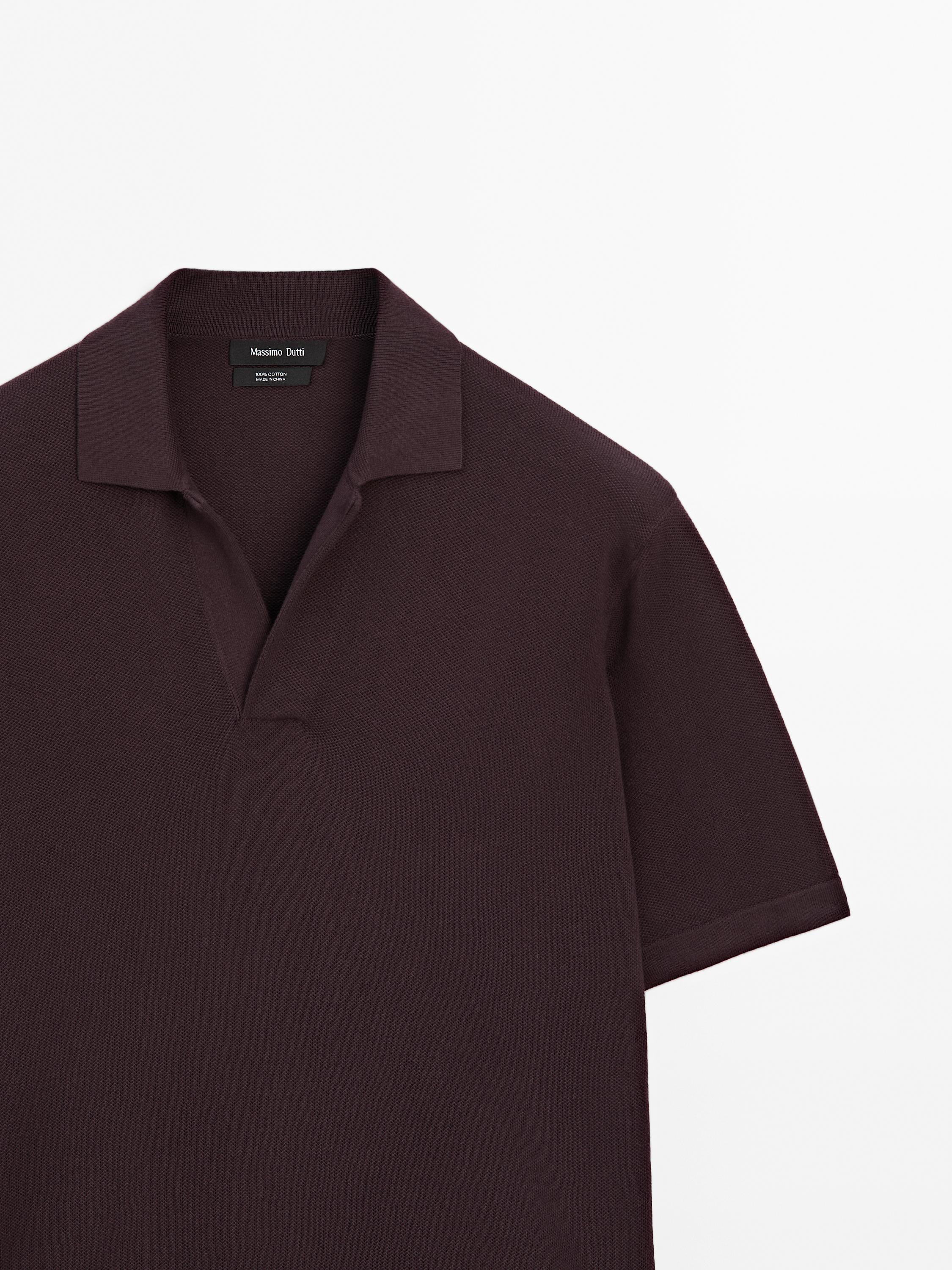 Knit V-neck polo shirt