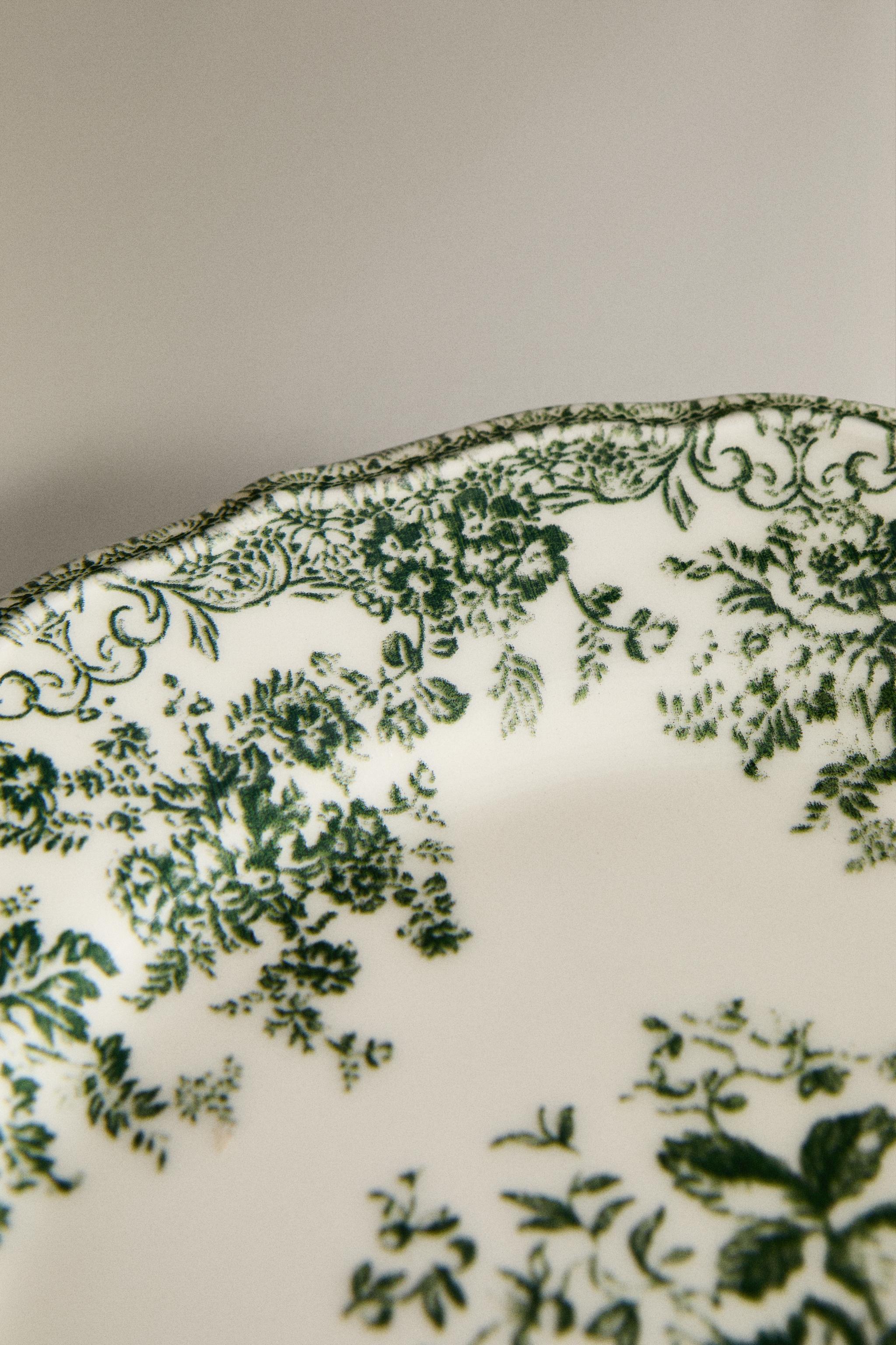 FLORAL EARTHENWARE DESSERT PLATE