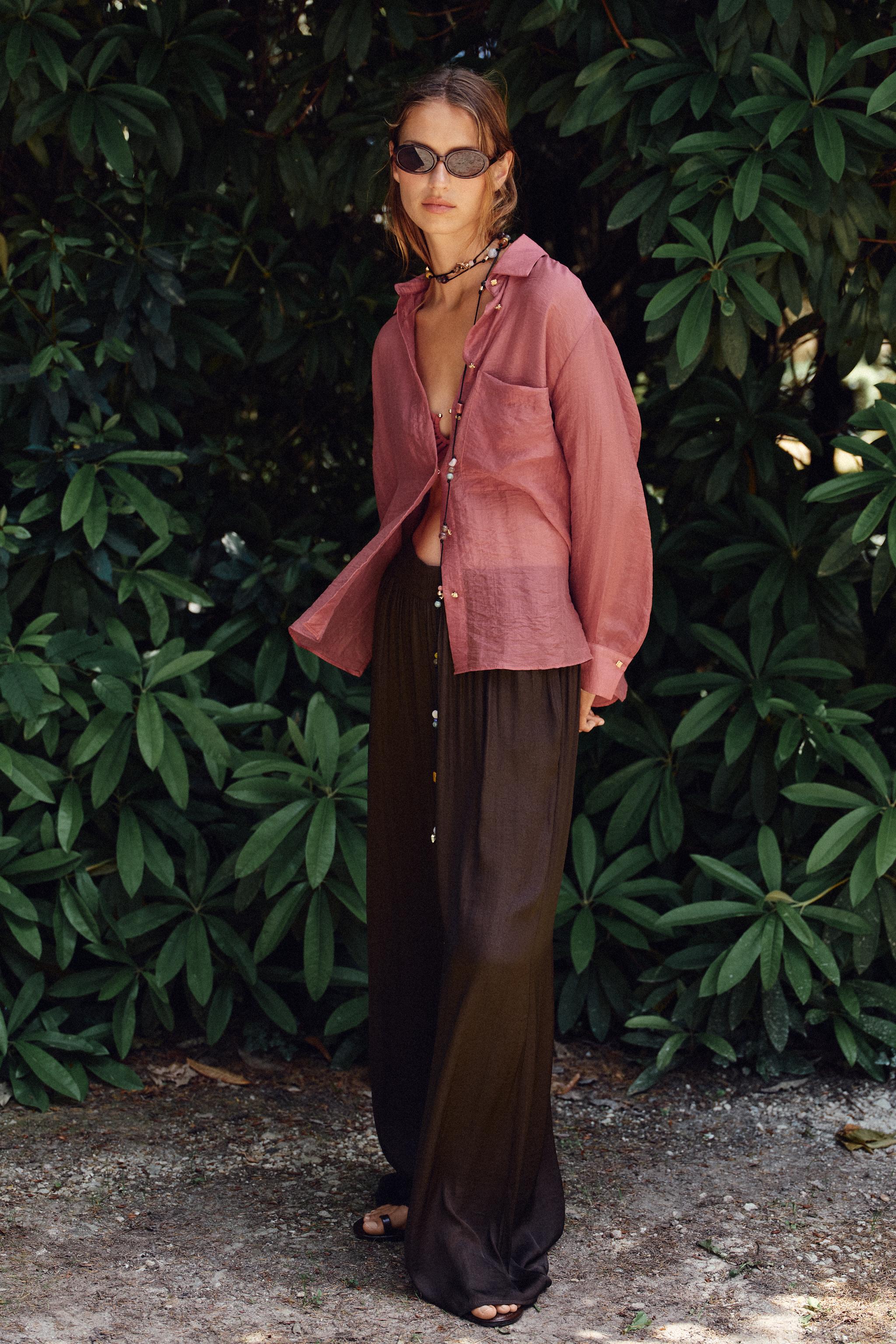 SEMI-SHEER OVERSIZED FLOWY SHIRT