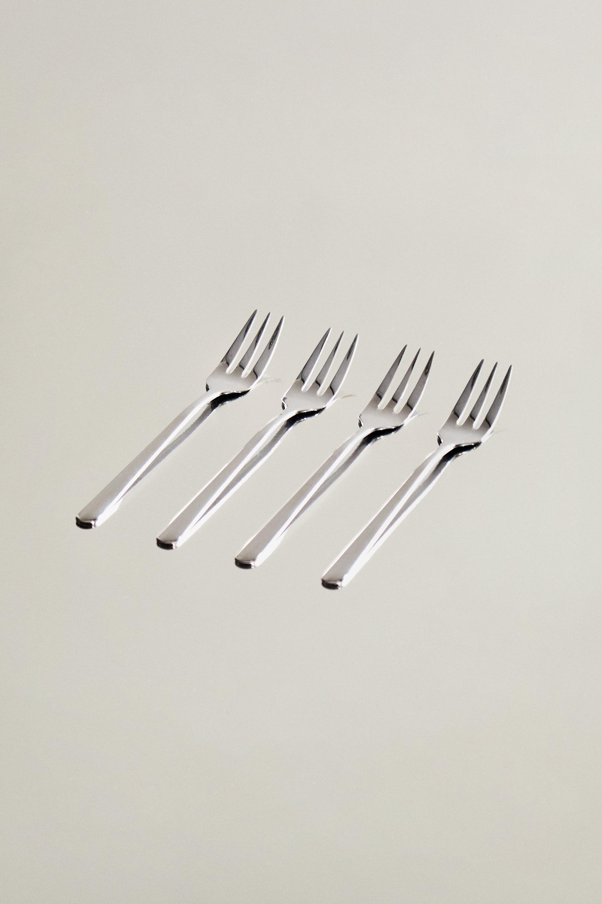 SET OF SHINY STEEL DESSERT FORKS (SET OF 4)